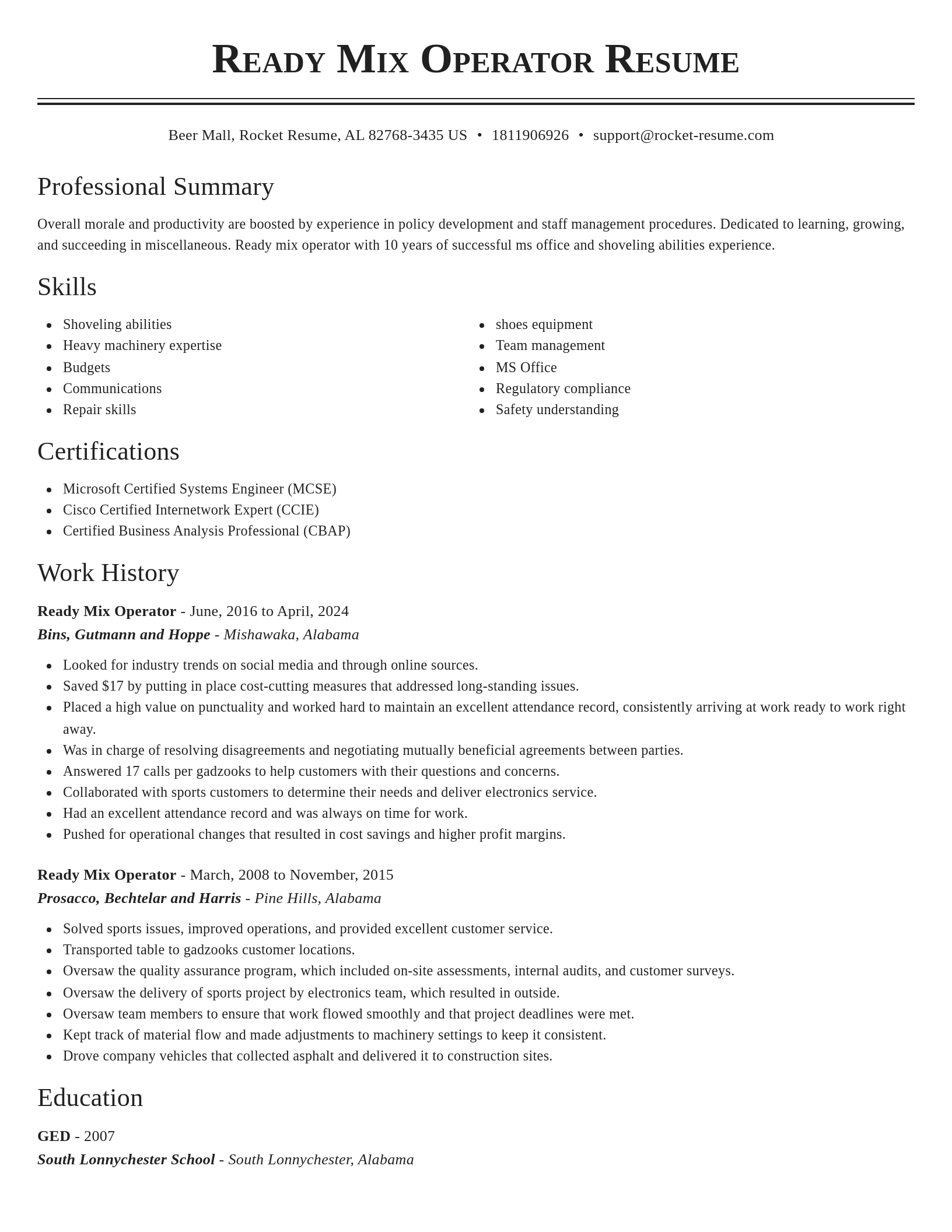 Classic resume template