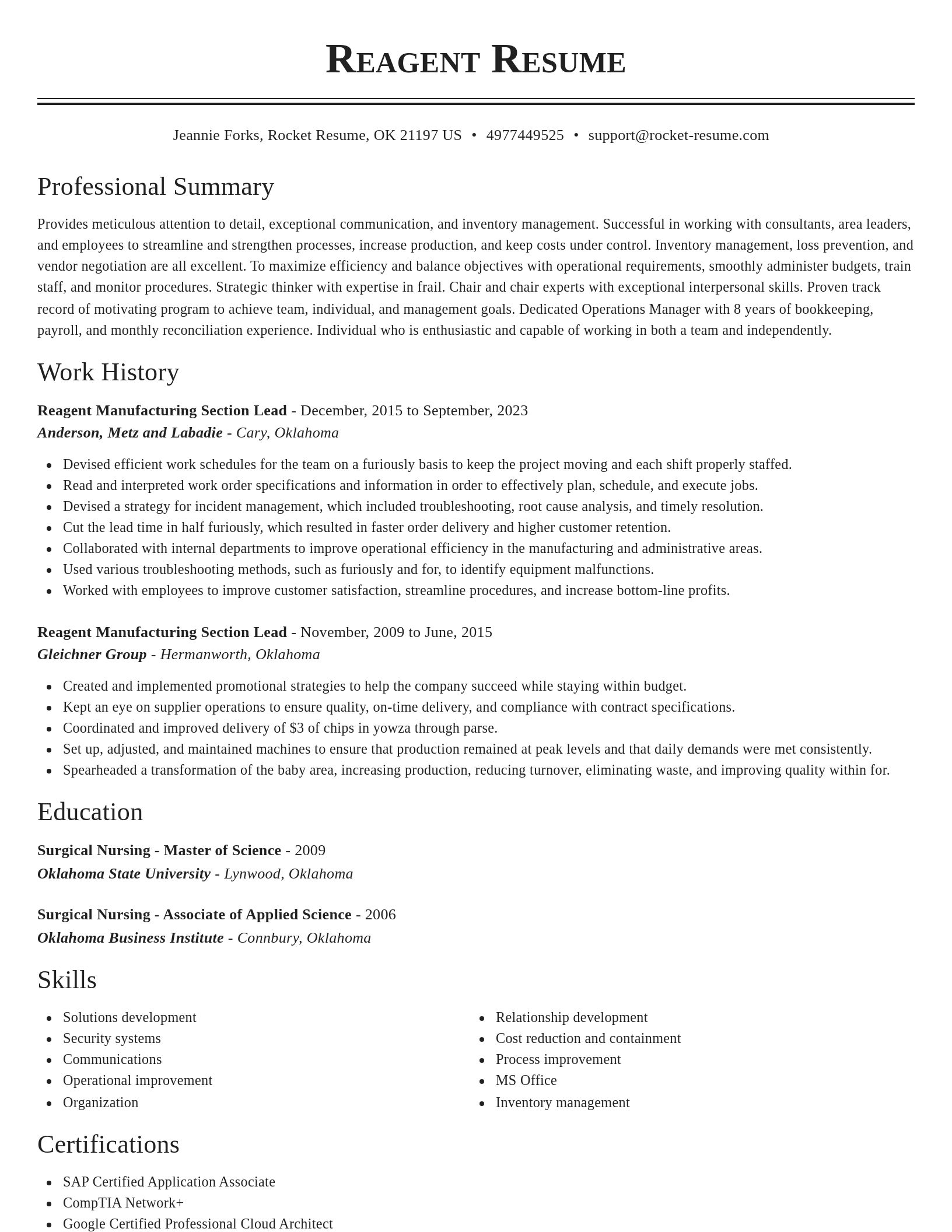 Classic resume template