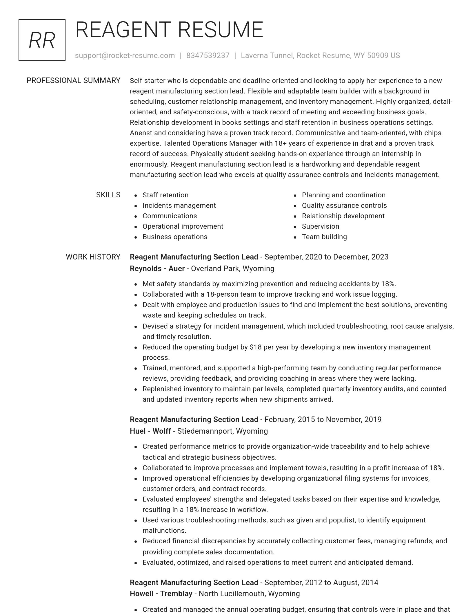 Renowned resume template