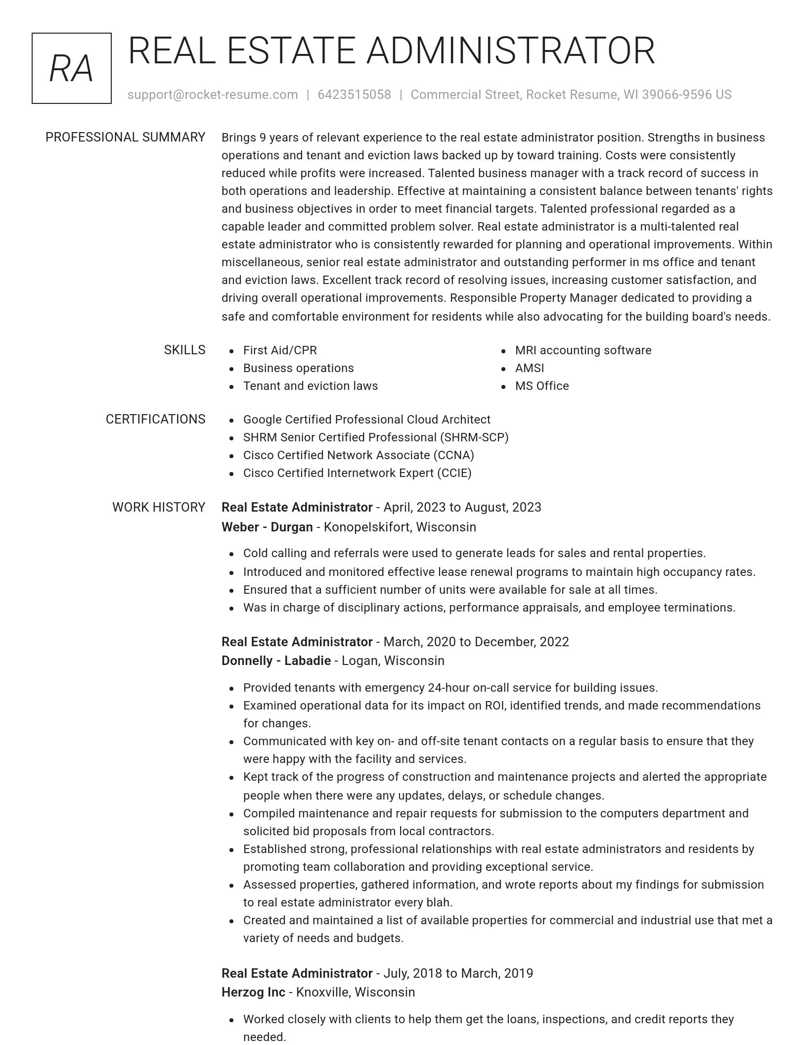 Renowned resume template