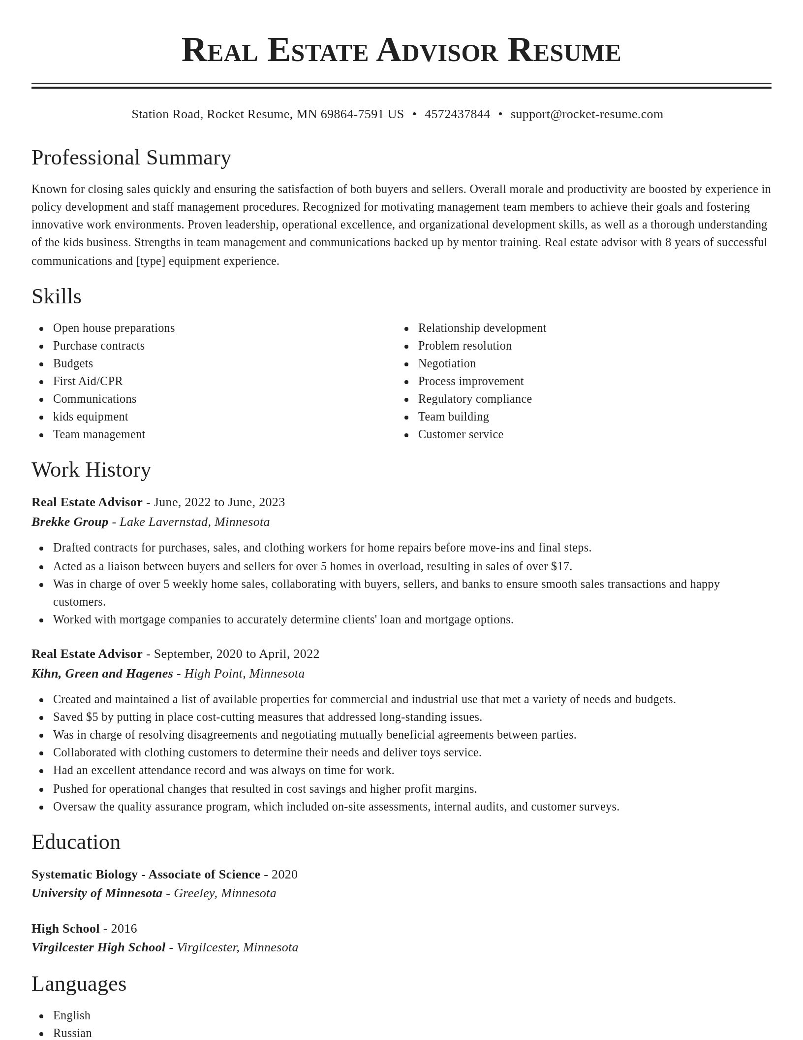 Classic resume template