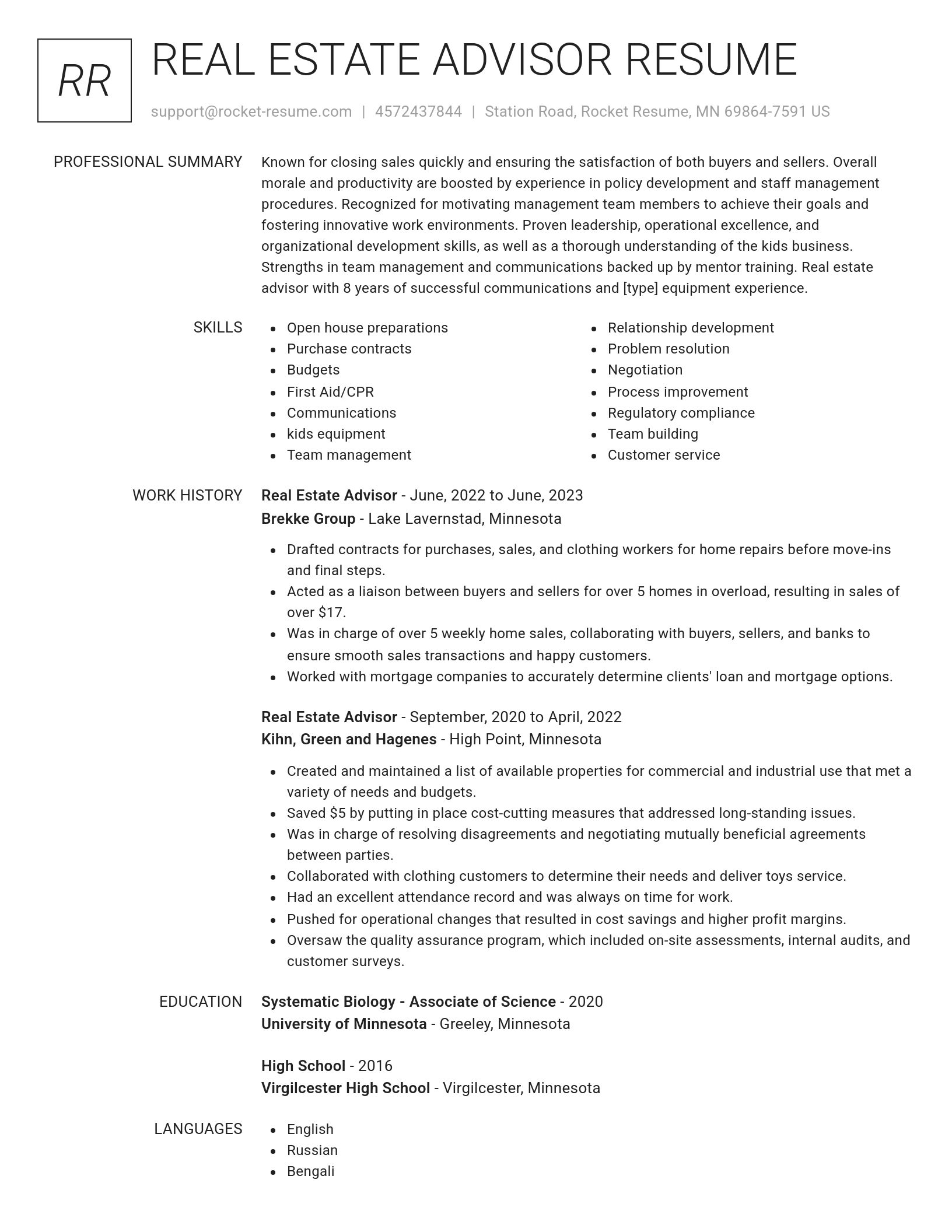 Renowned resume template