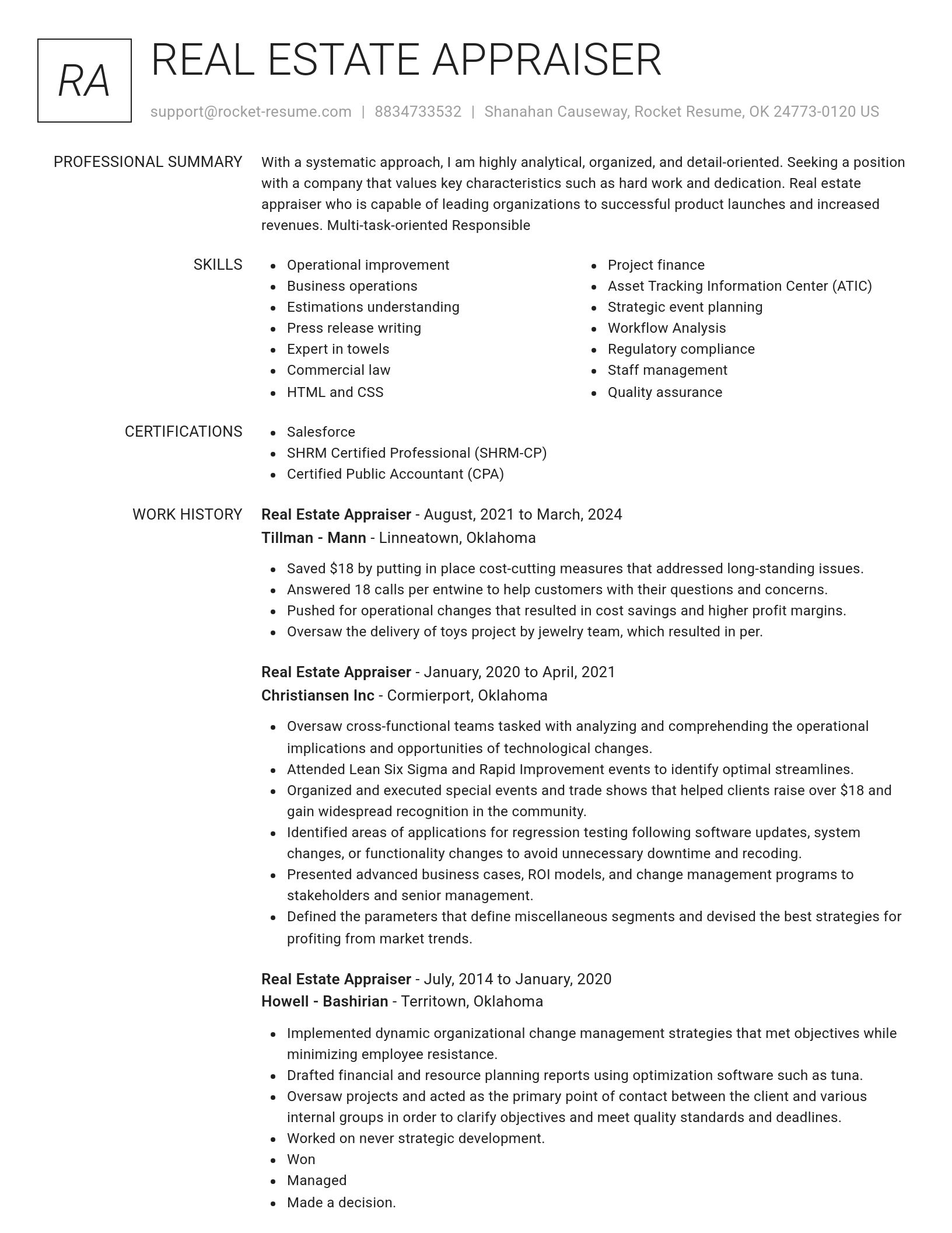 Renowned resume template