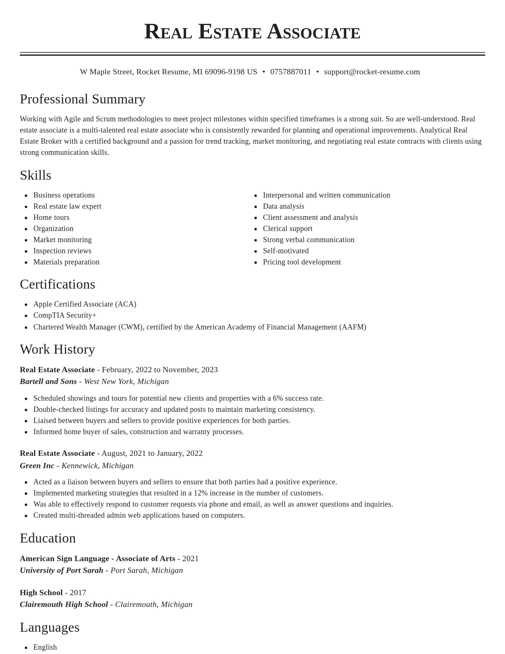 Classic resume template
