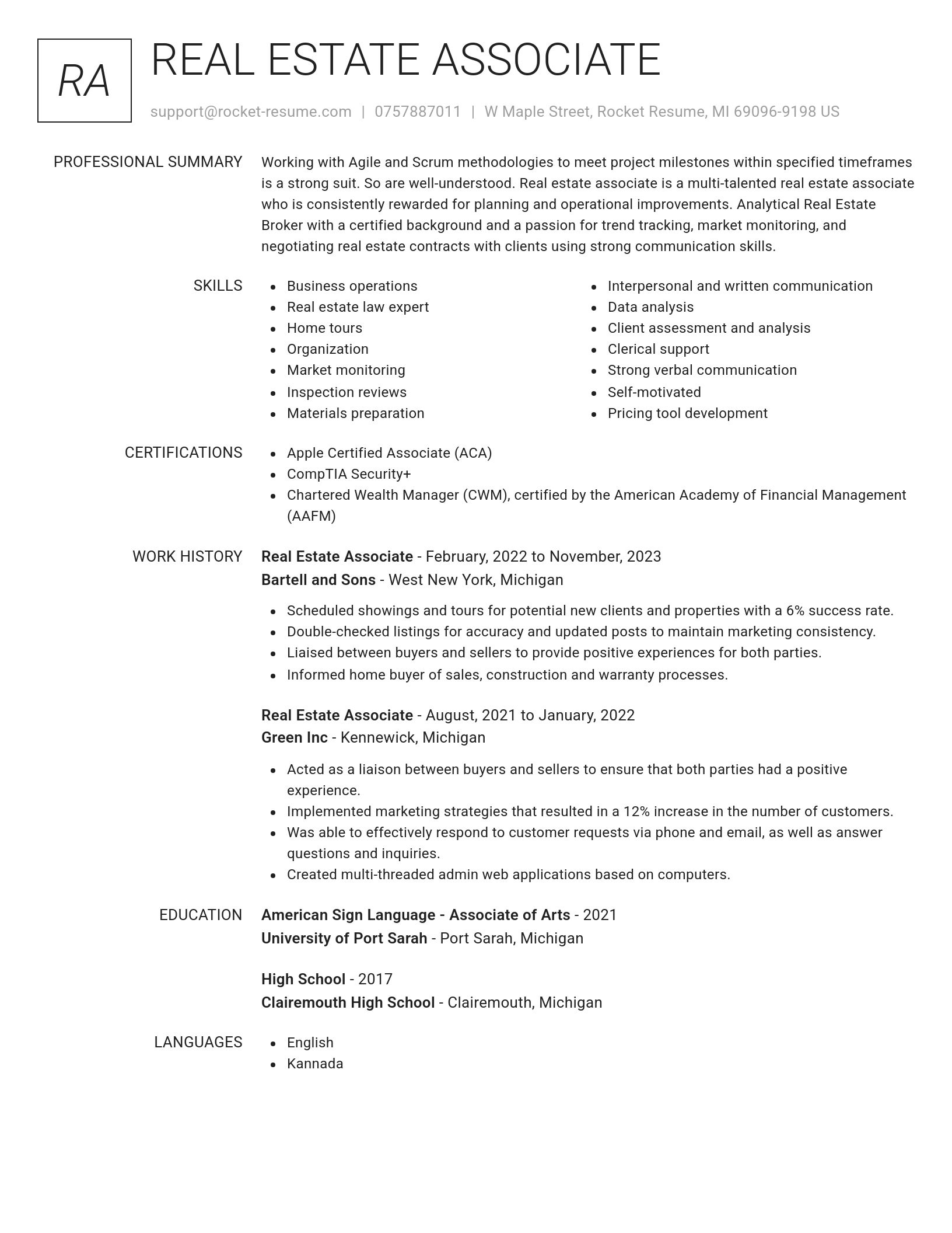 Renowned resume template