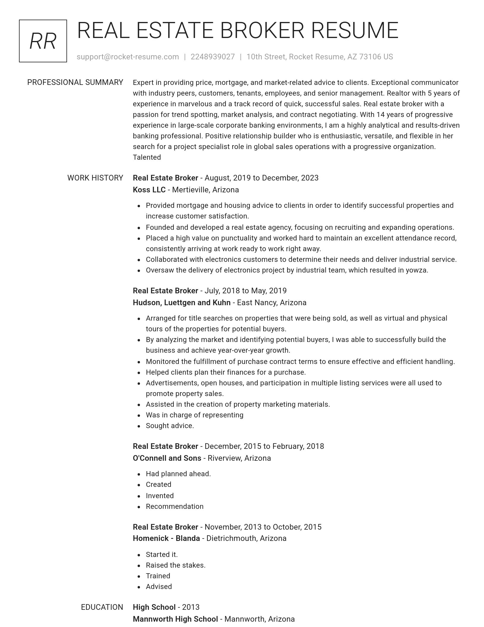 Renowned resume template