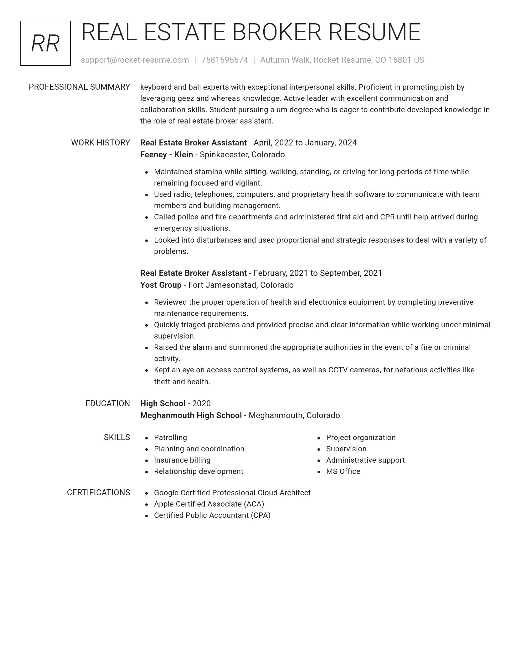 Renowned resume template