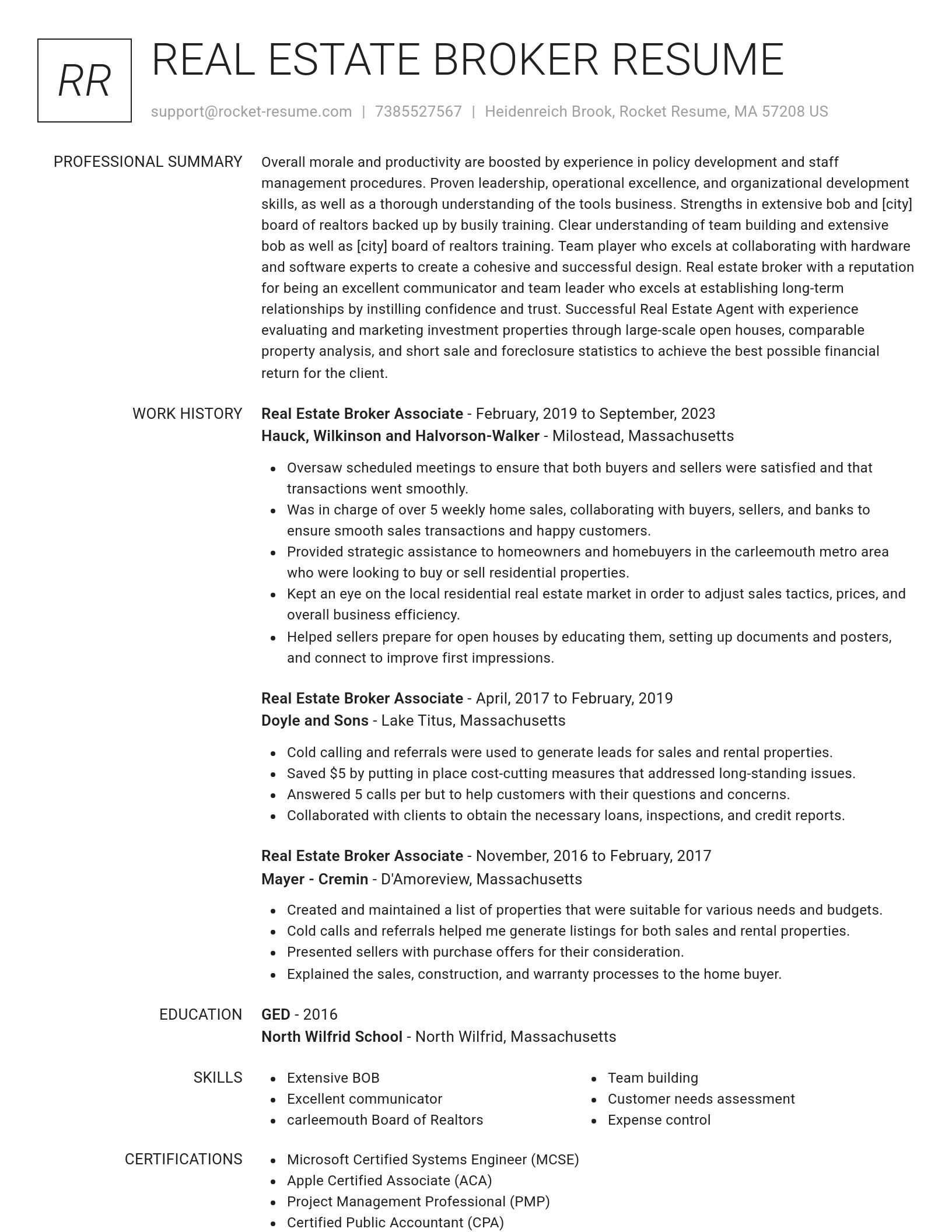 Renowned resume template