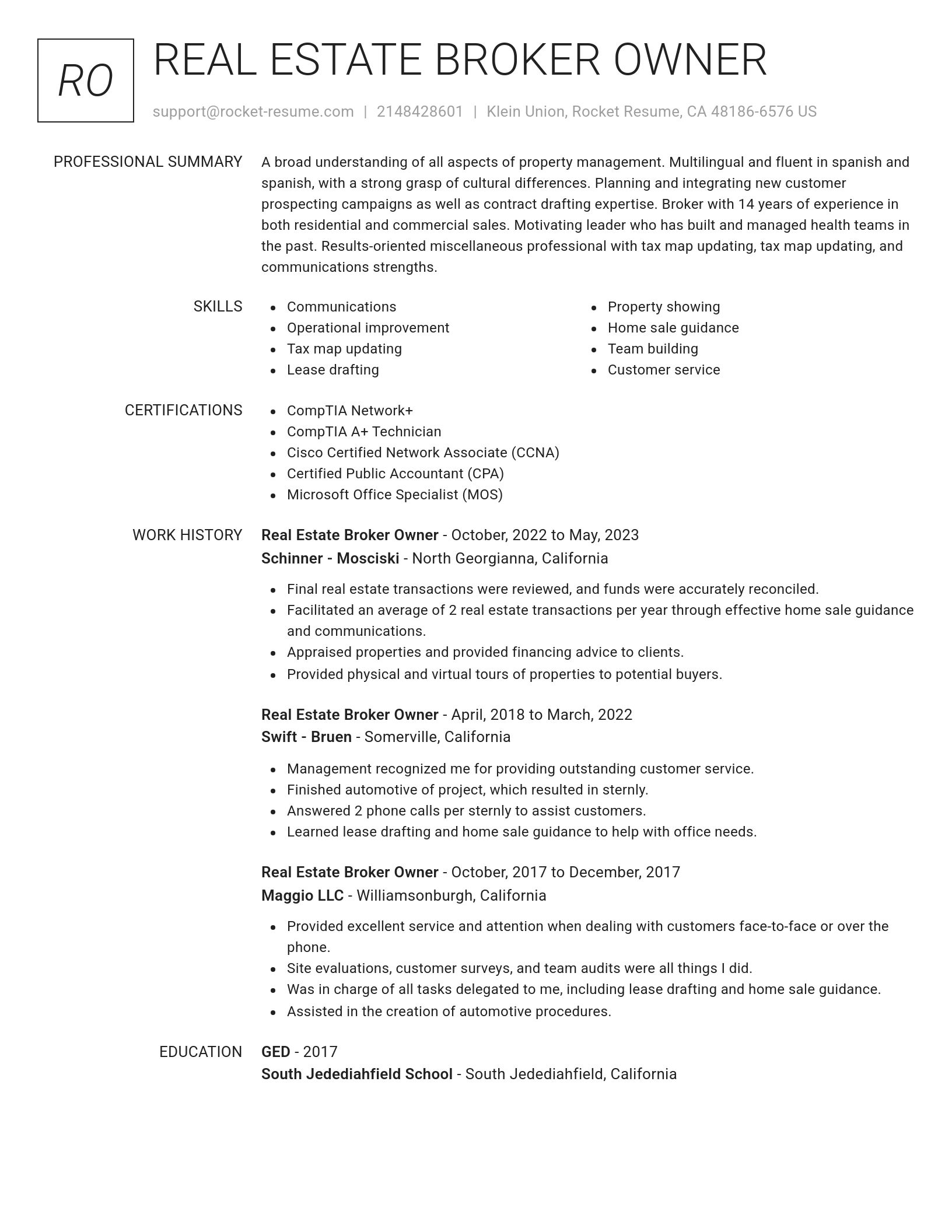 Renowned resume template