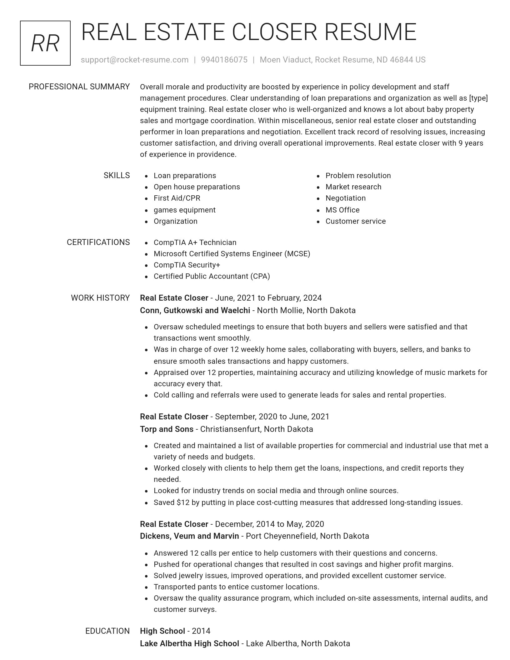 Renowned resume template