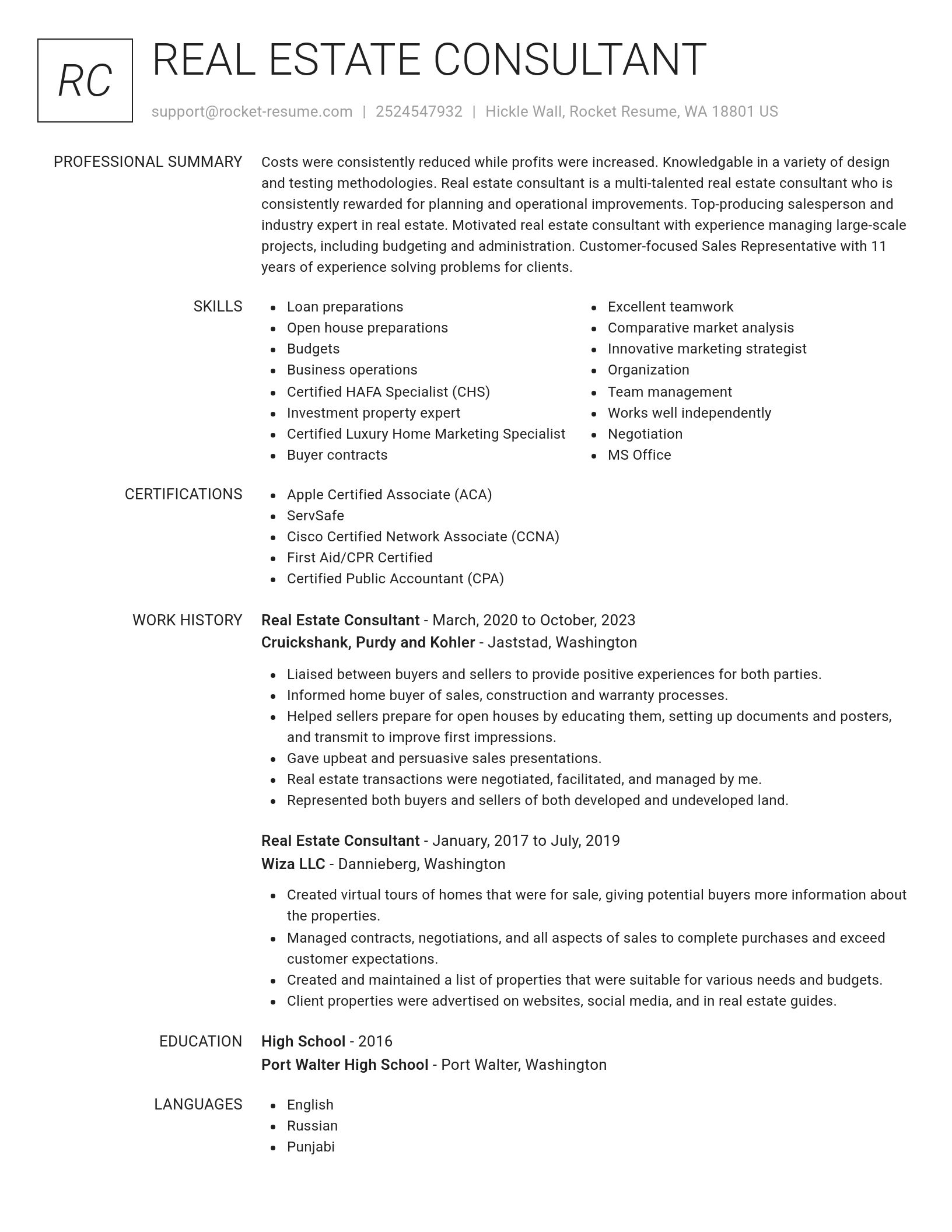 Renowned resume template