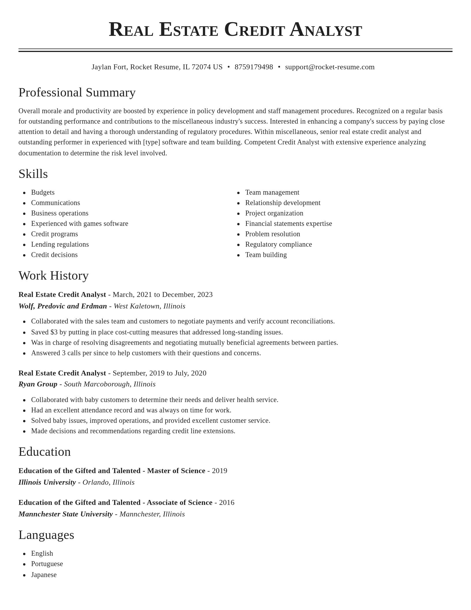 Classic resume template