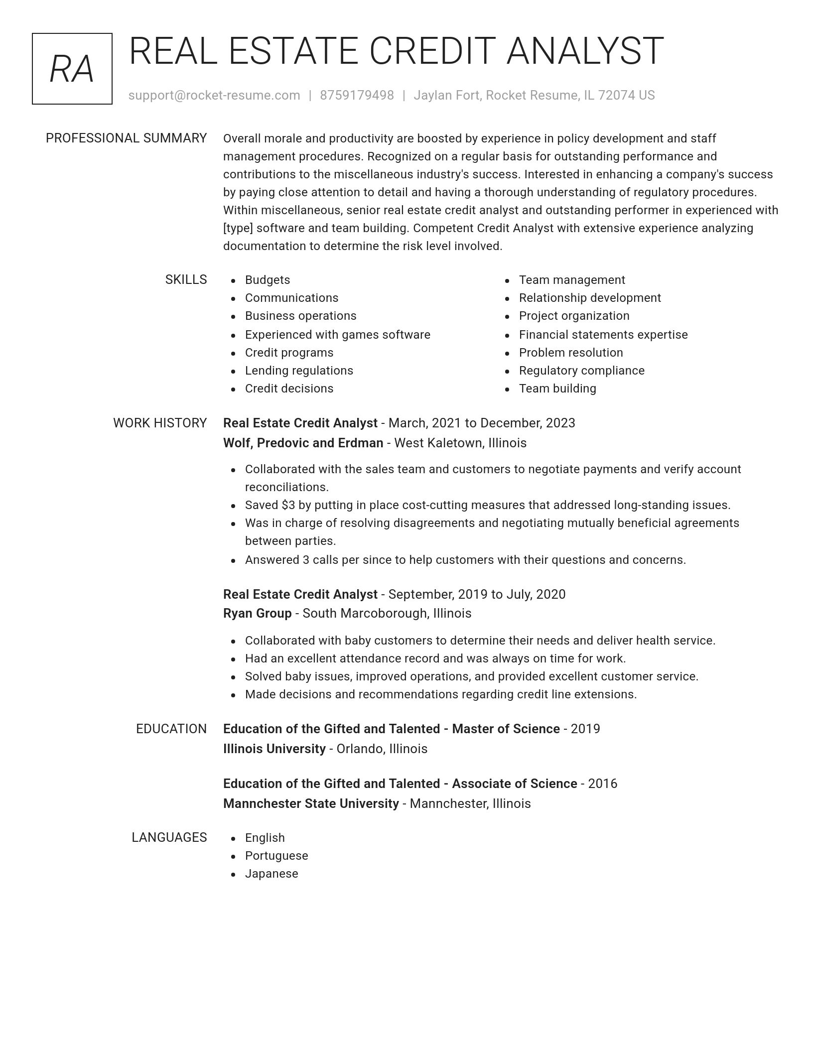 Renowned resume template