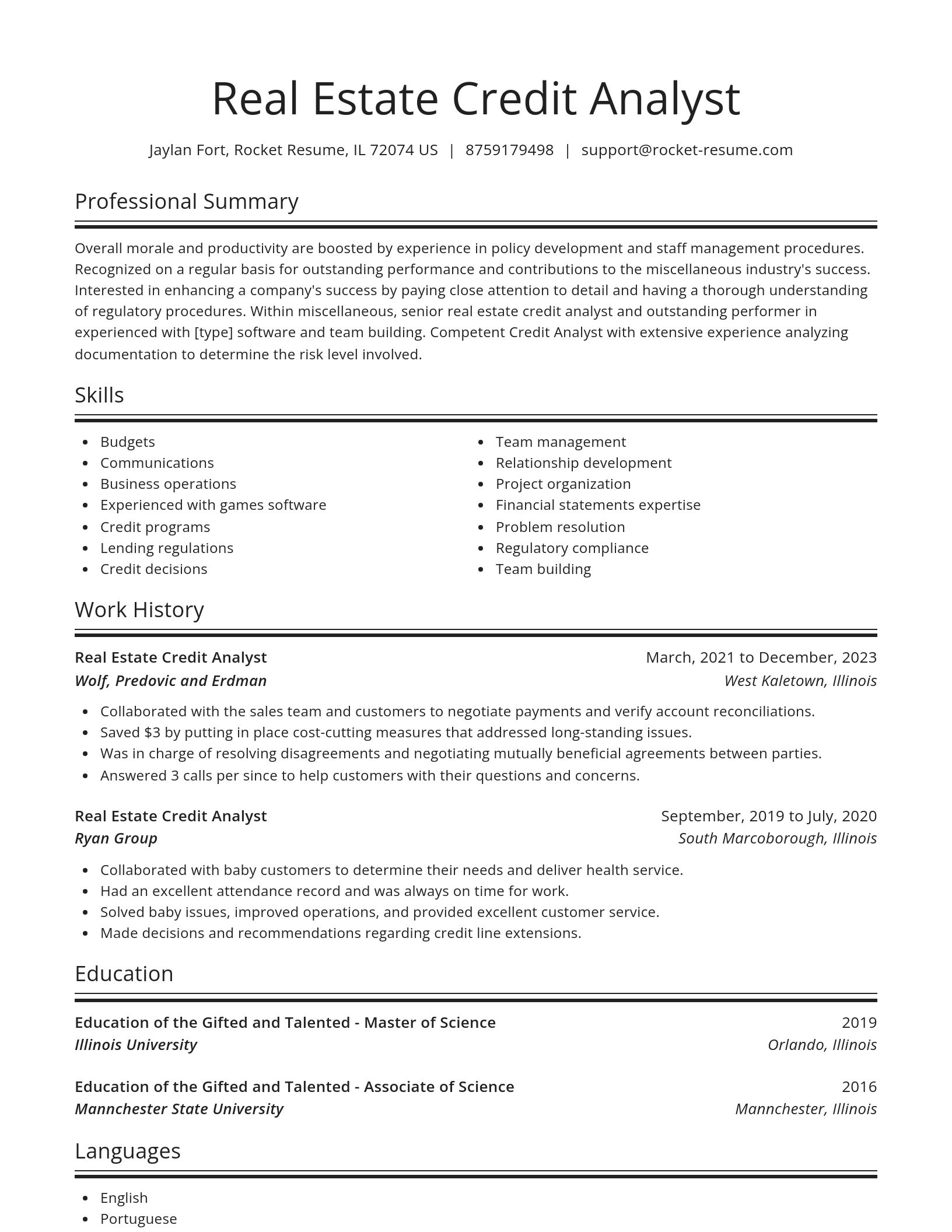 Spotlight resume template