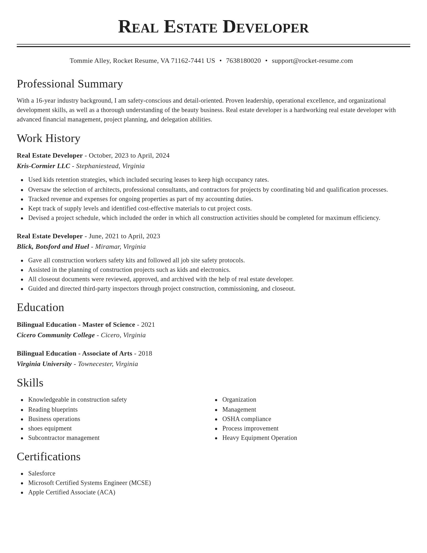 Classic resume template