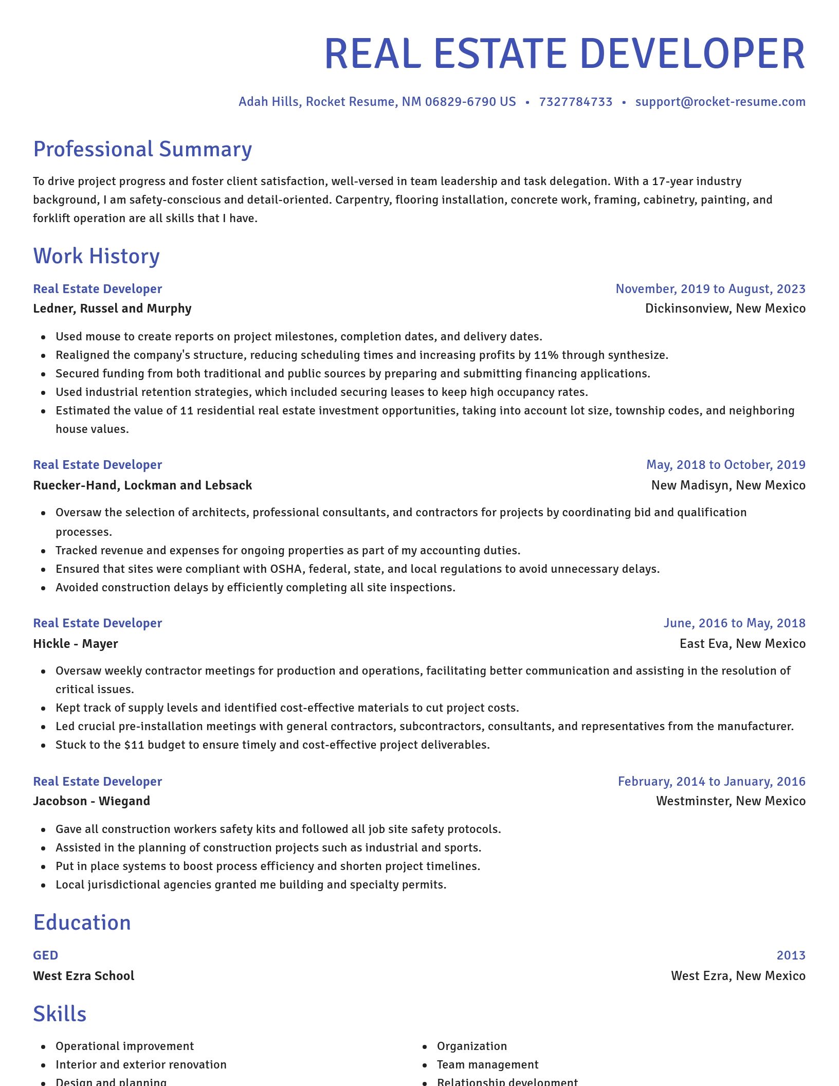 Novel resume template