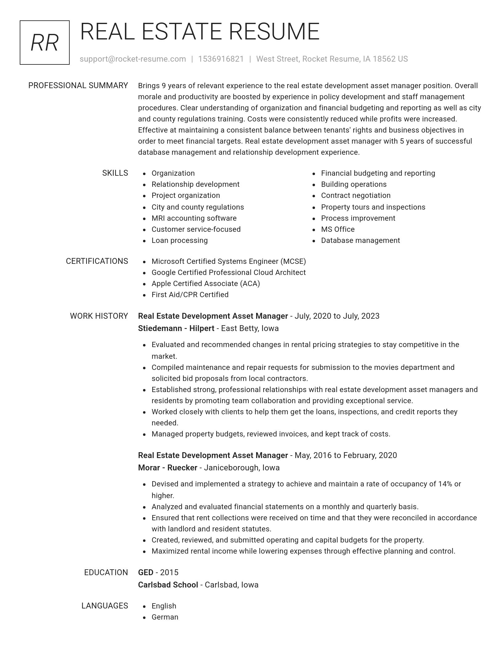 Renowned resume template