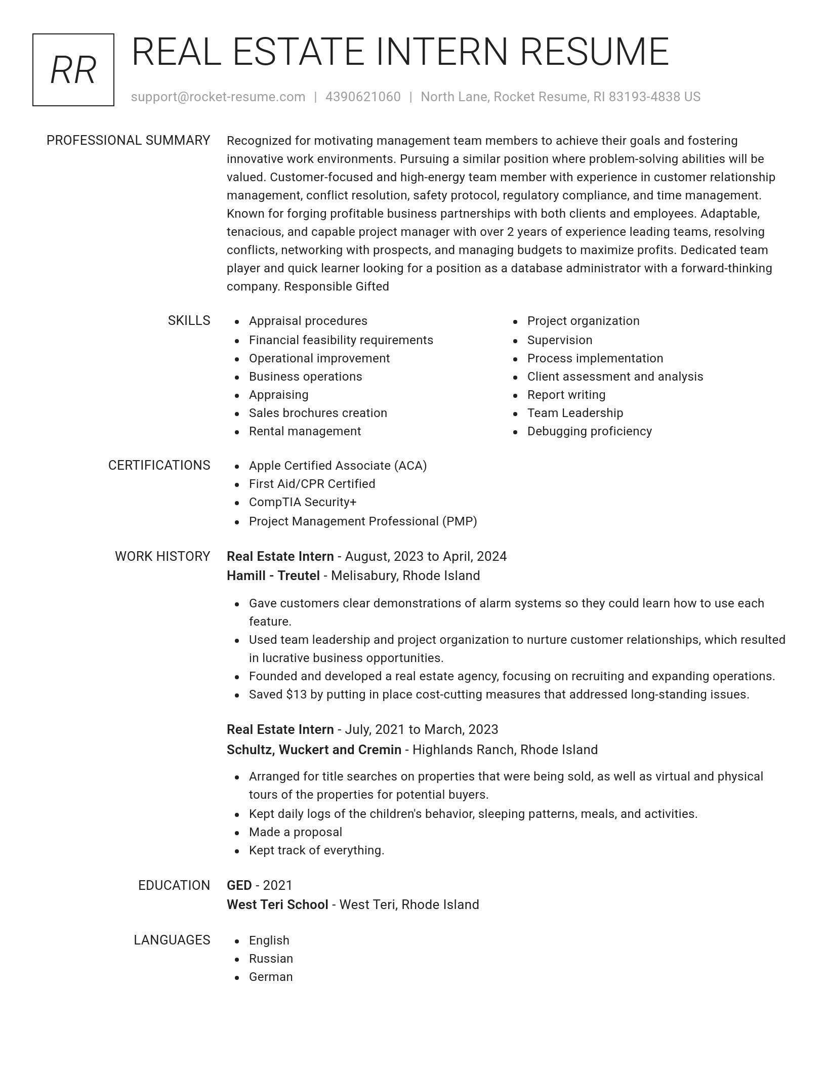 Renowned resume template
