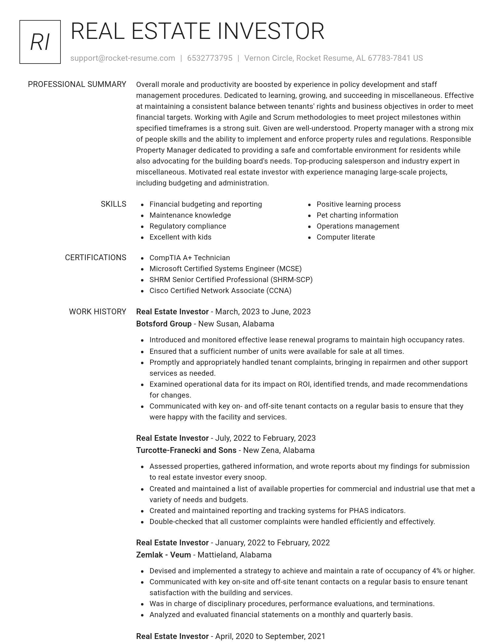 Renowned resume template