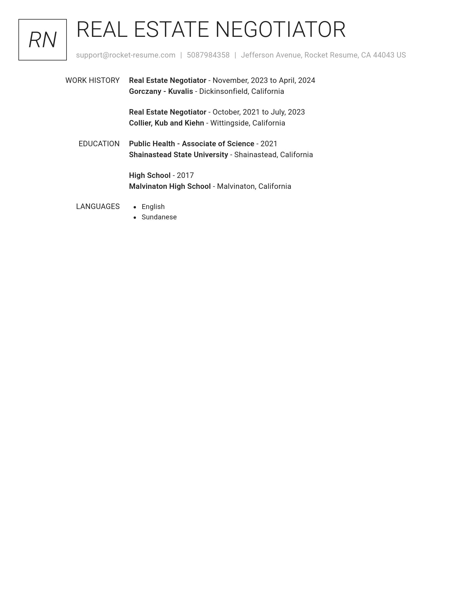 Renowned resume template