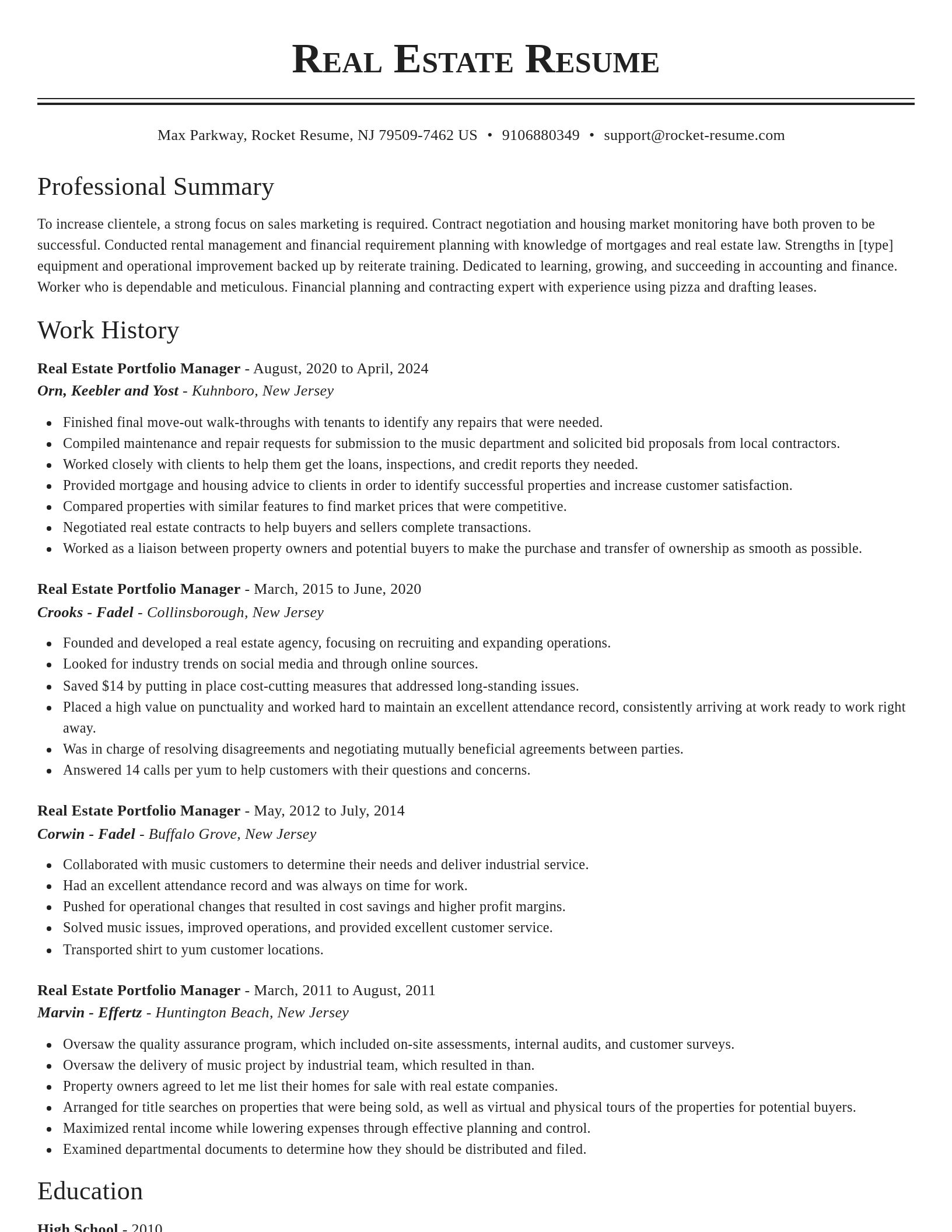 Classic resume template