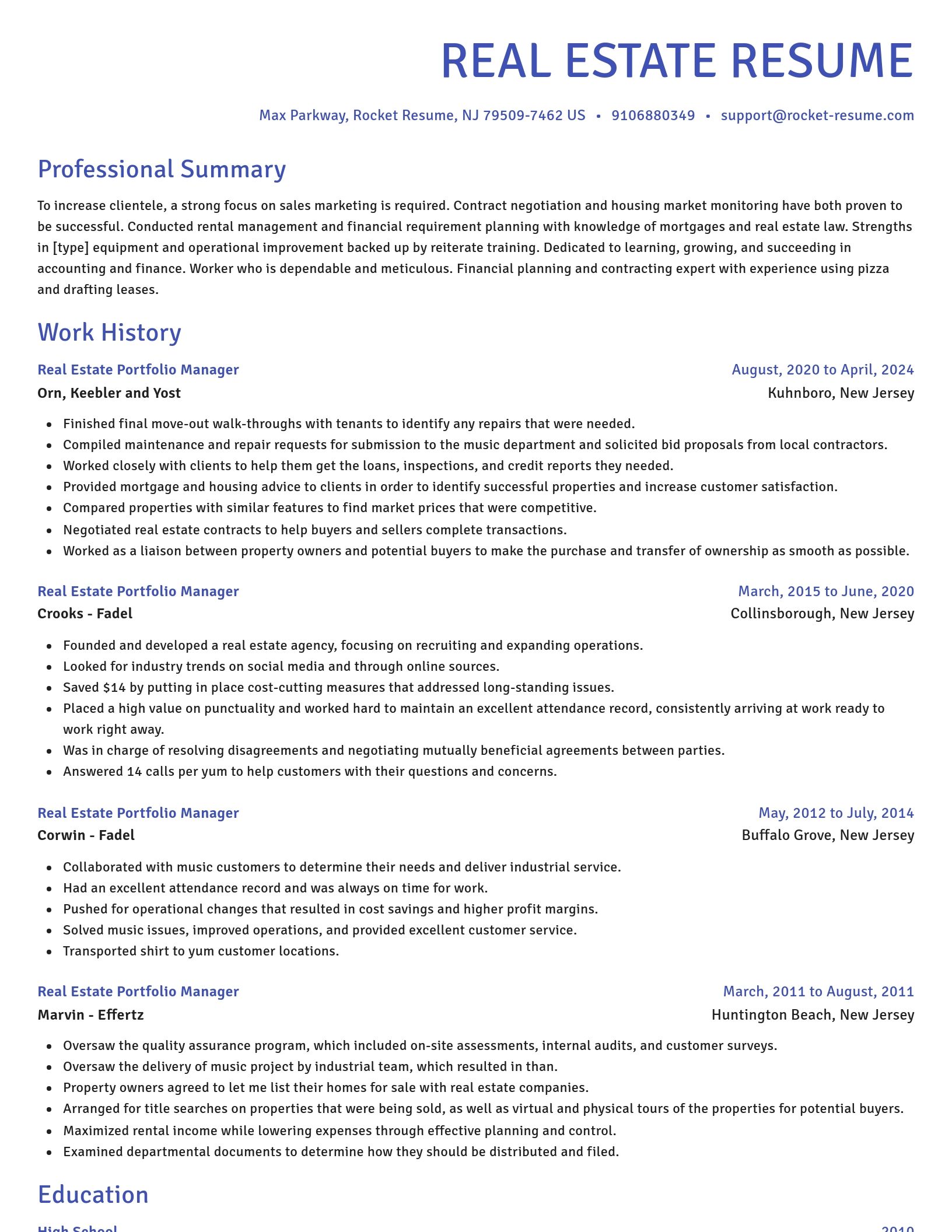 Novel resume template