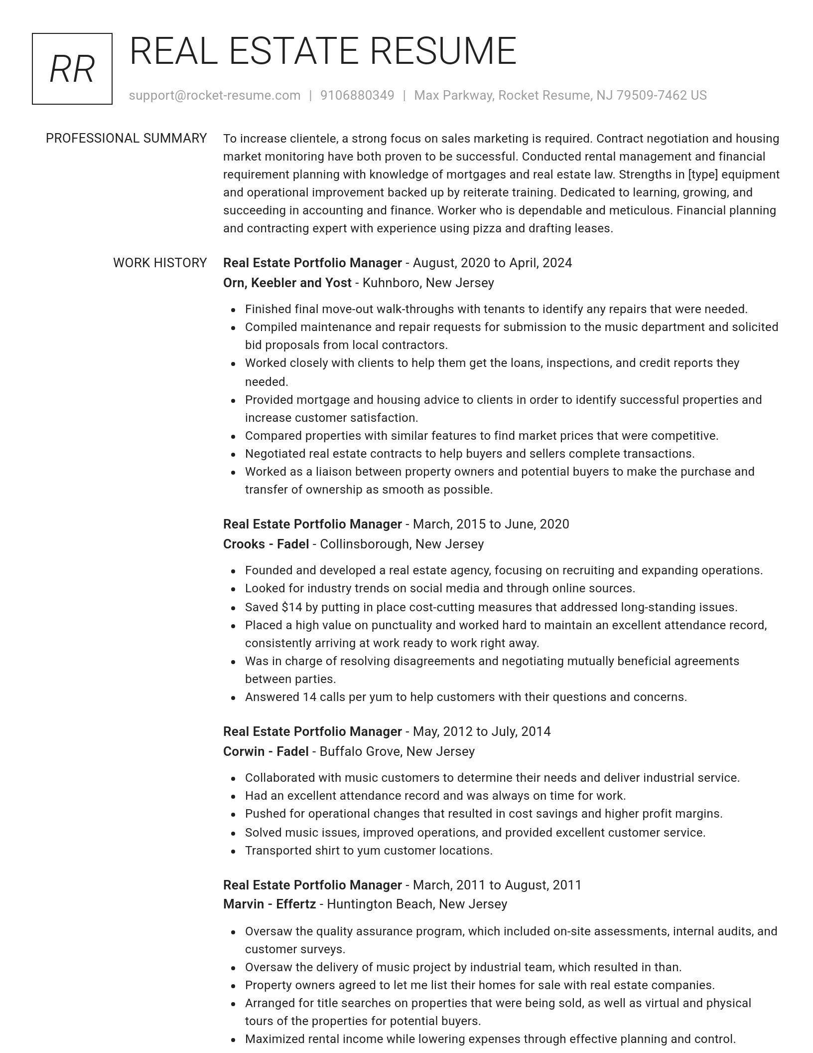 Renowned resume template