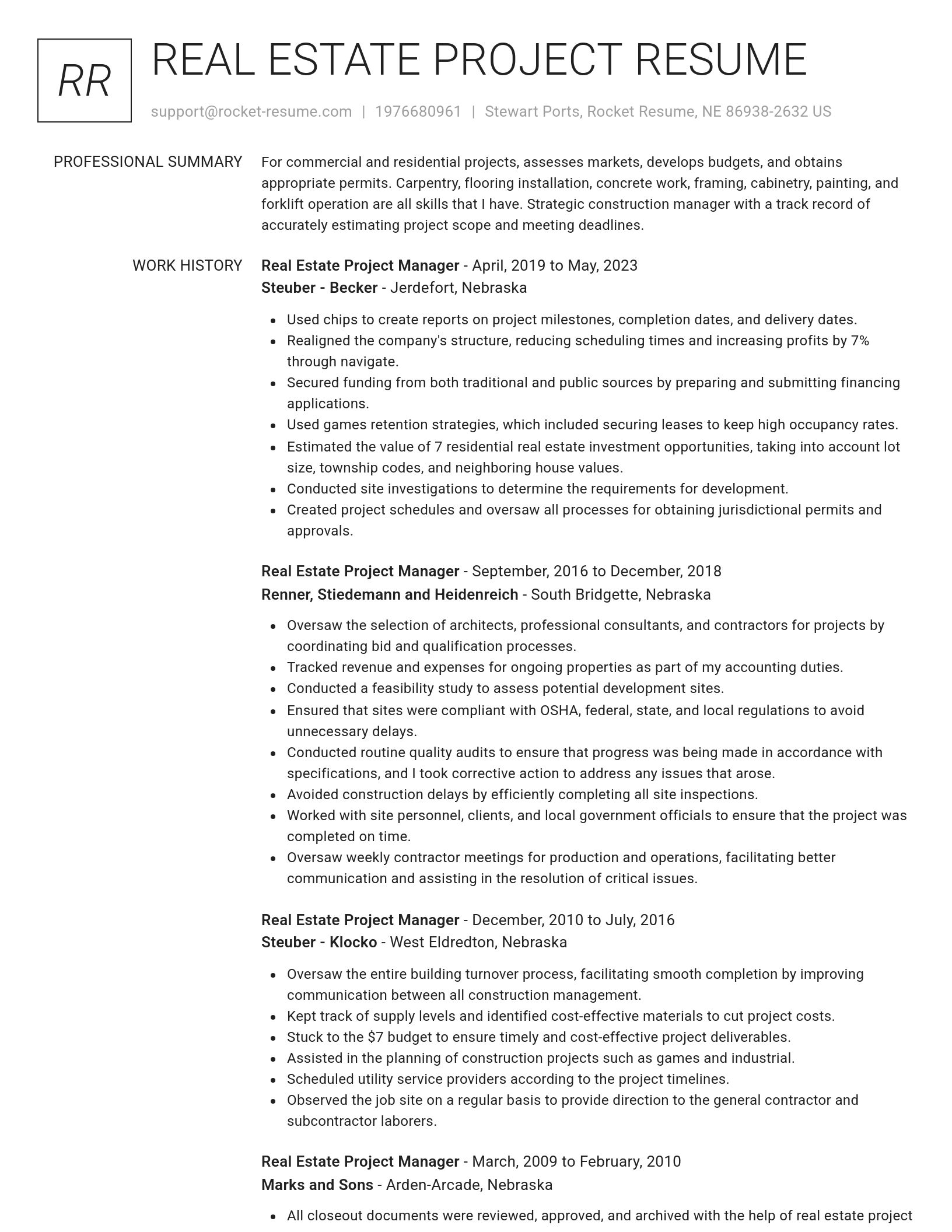 Renowned resume template
