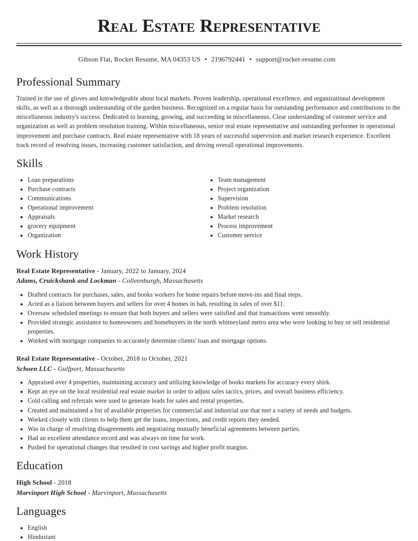 Classic resume template