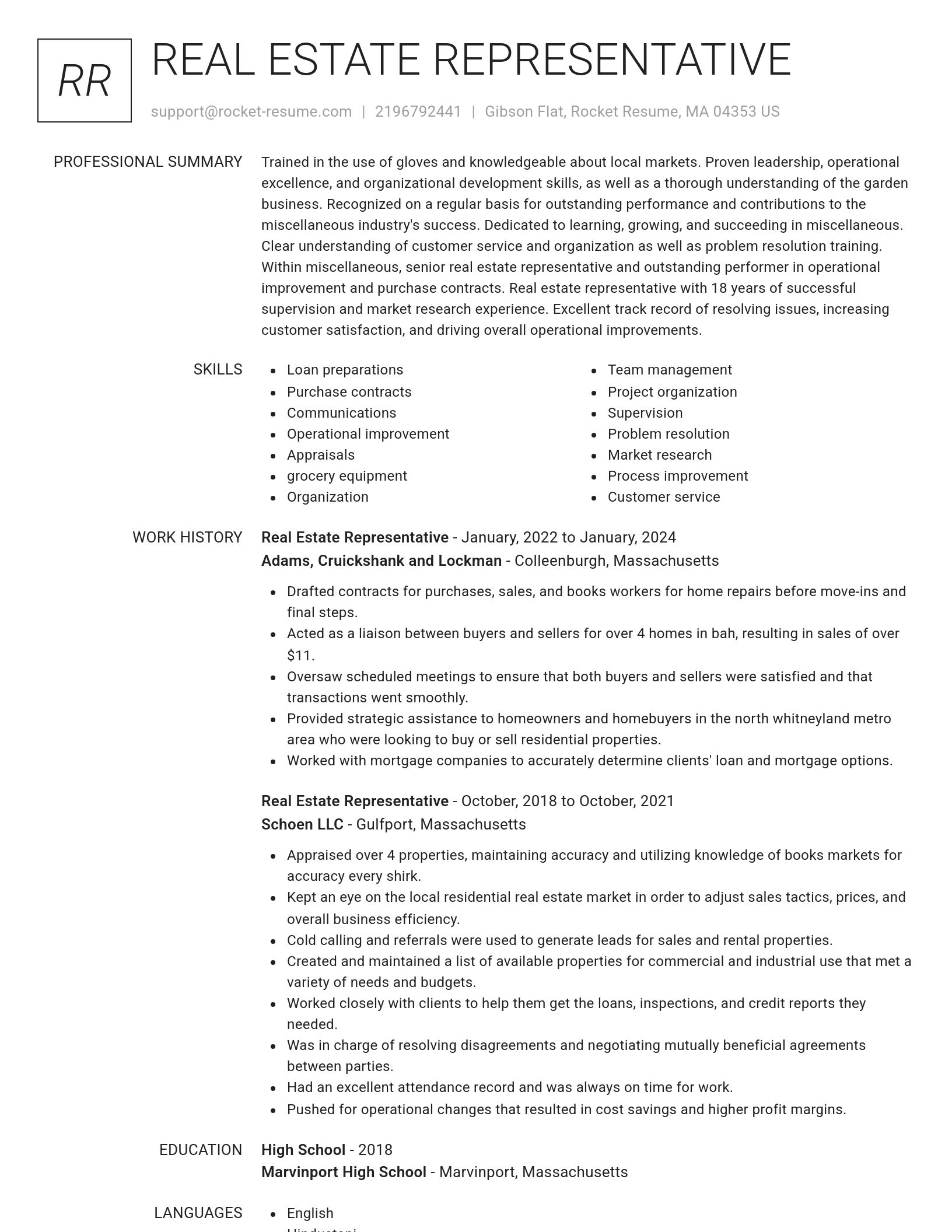 Renowned resume template