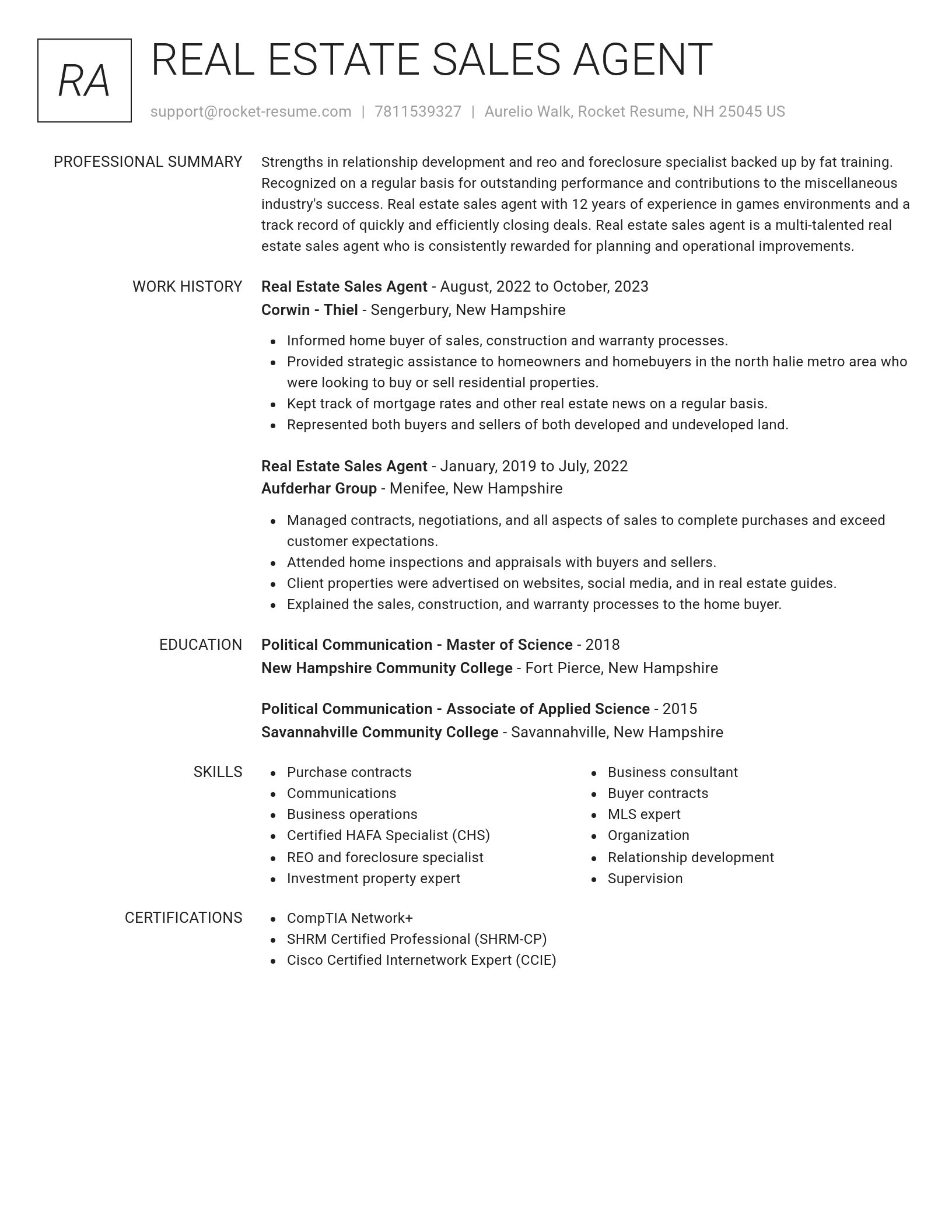 Renowned resume template