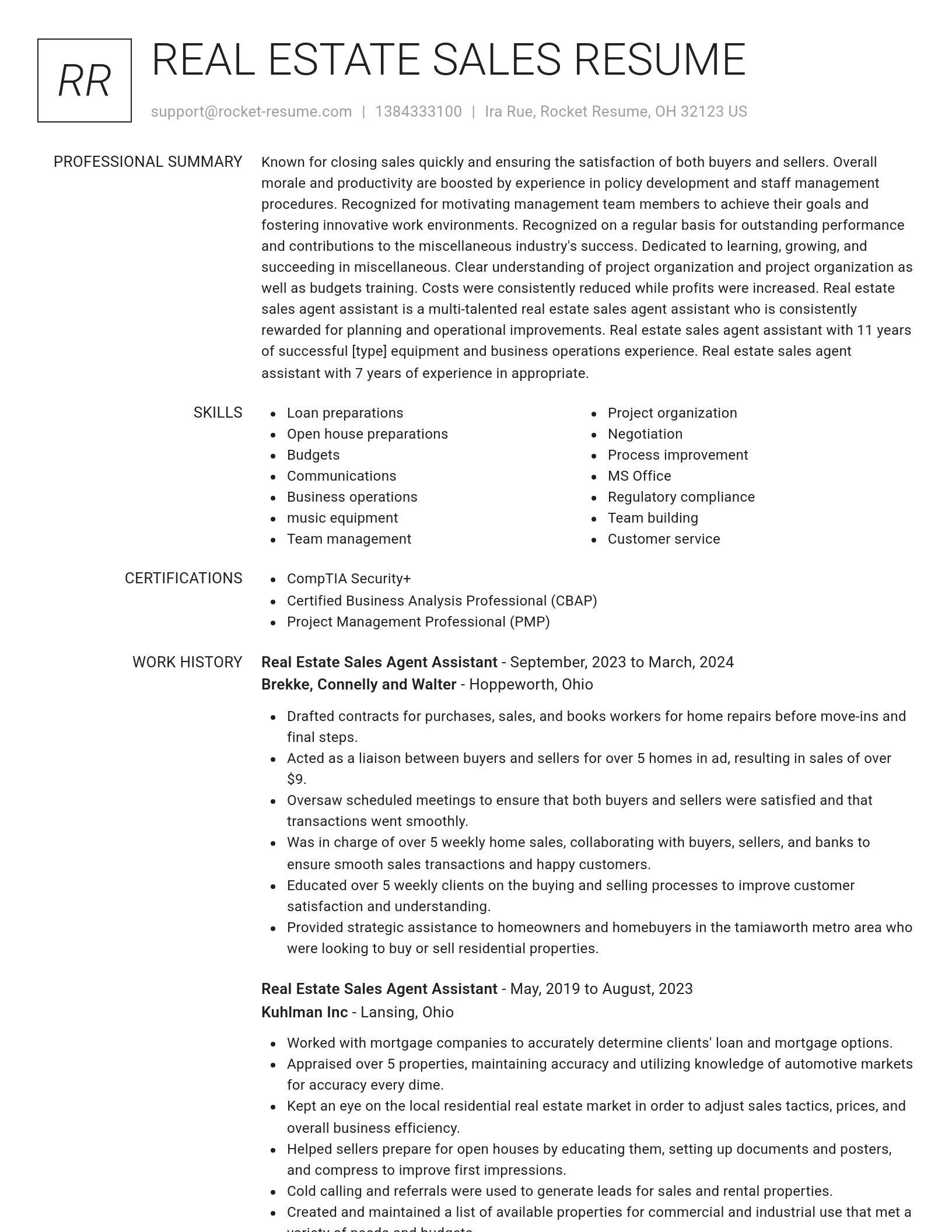 Renowned resume template