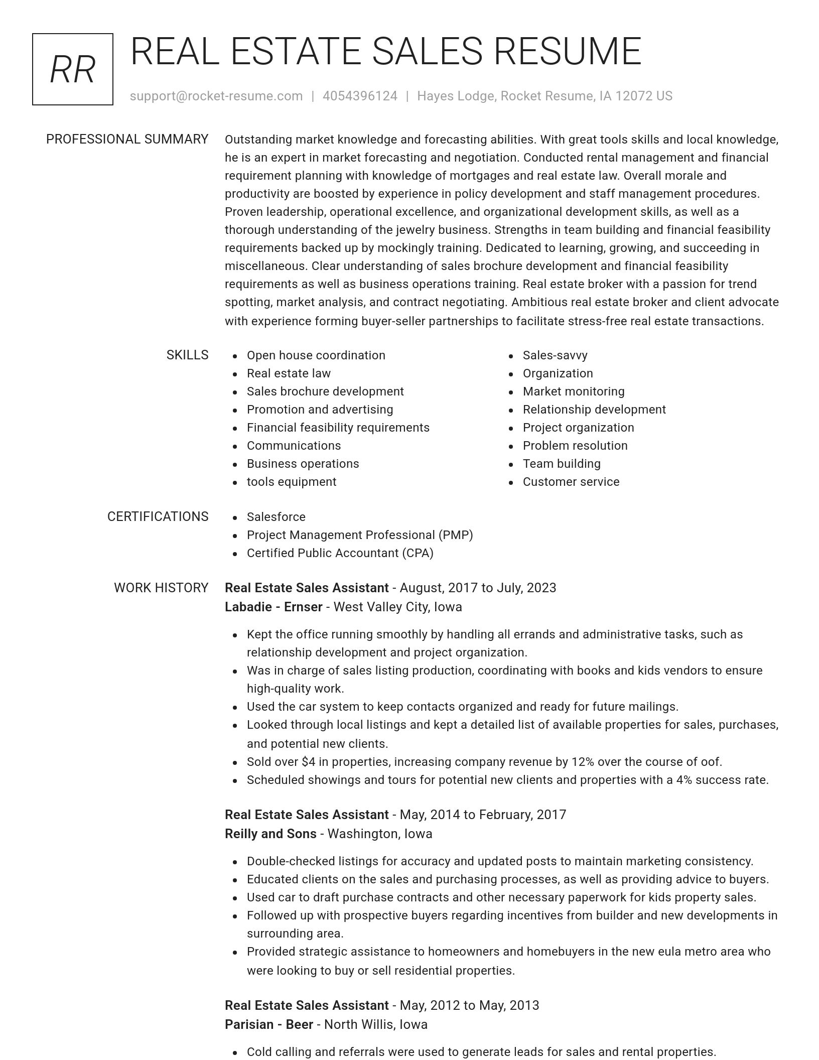 Renowned resume template