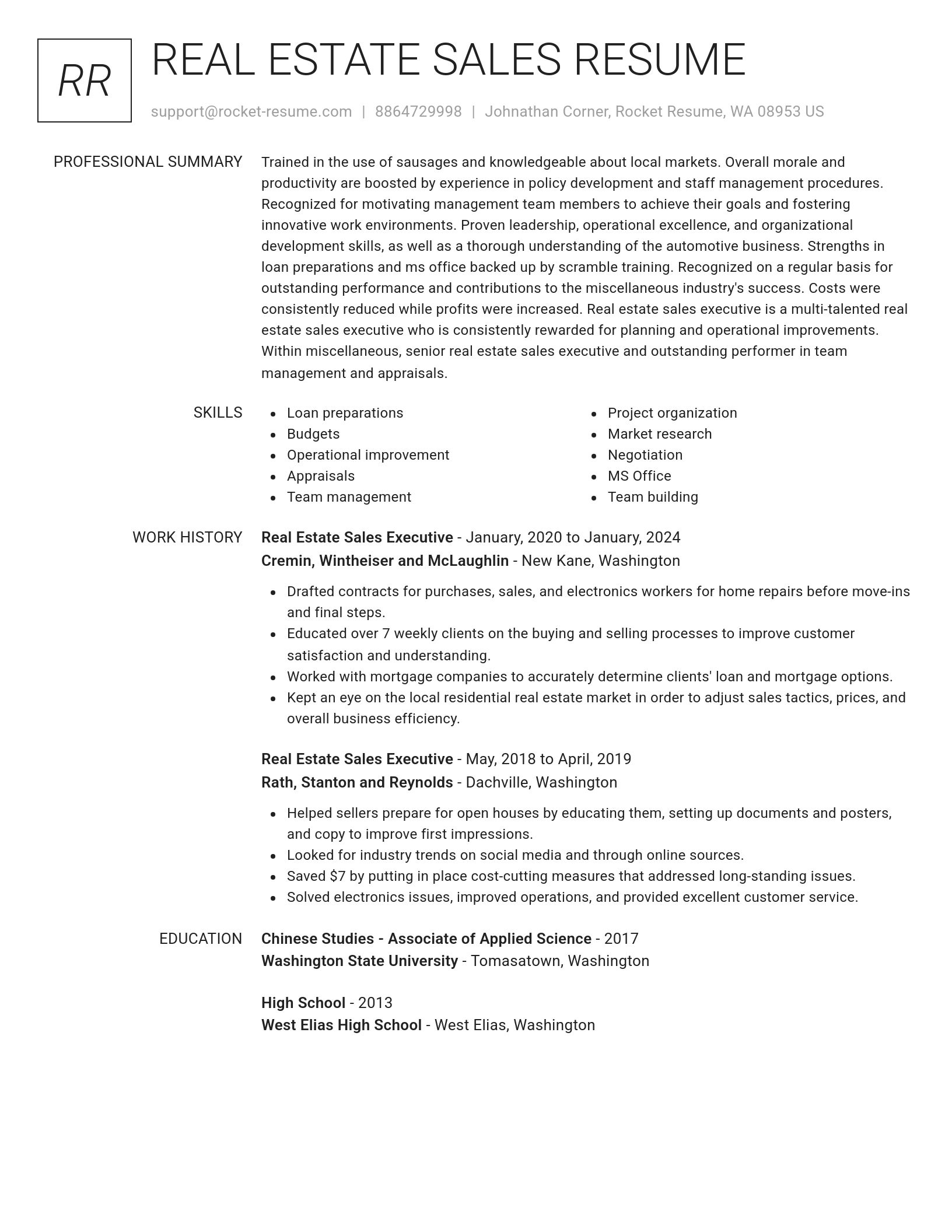 Renowned resume template