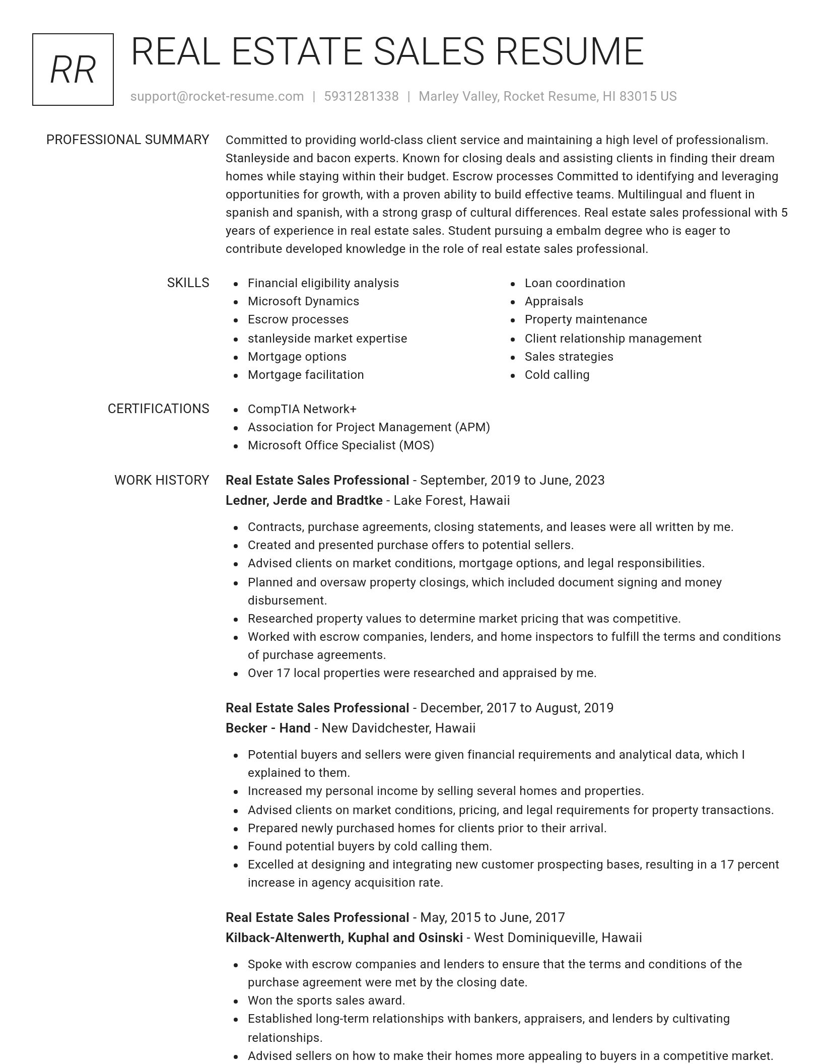 Renowned resume template