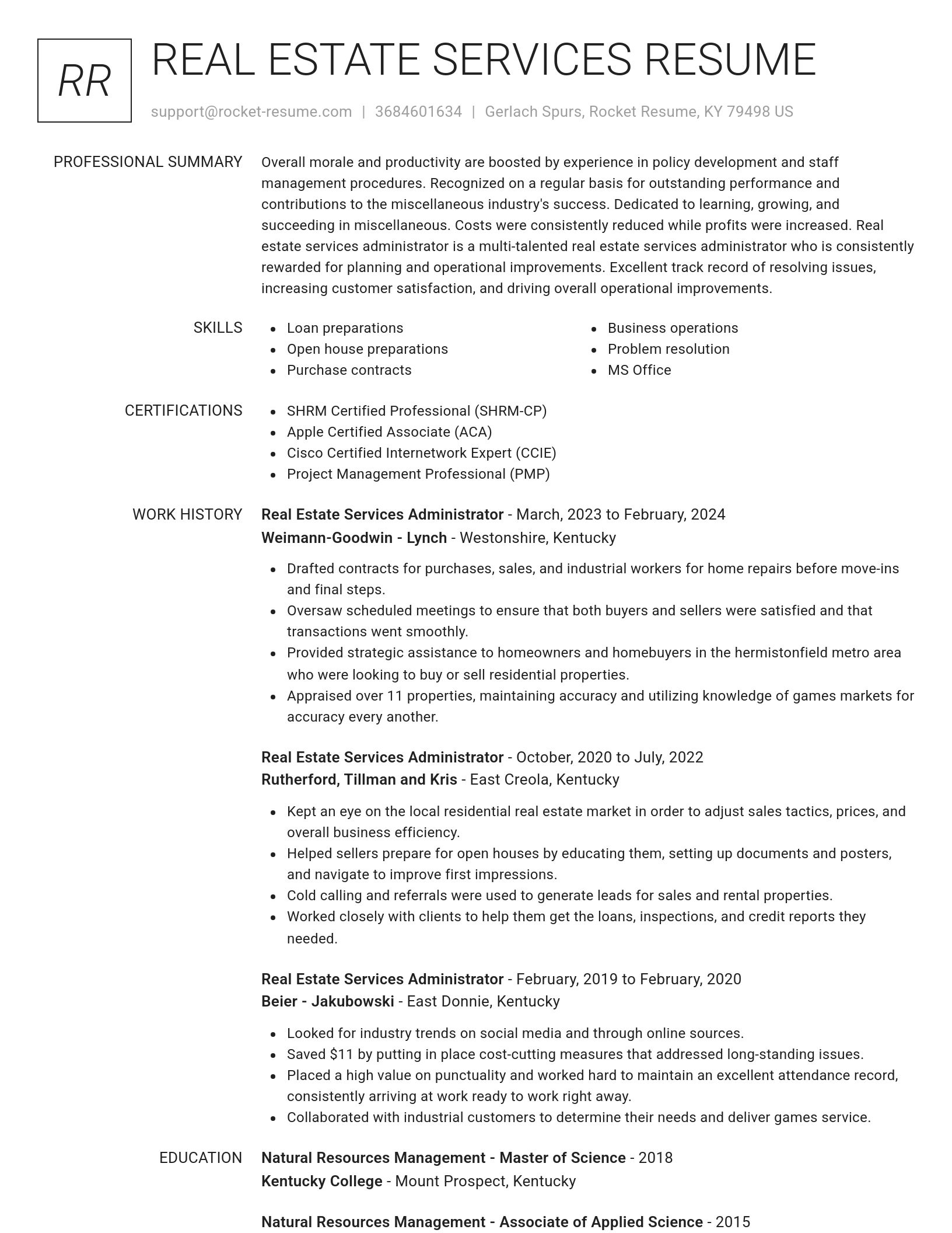 Renowned resume template