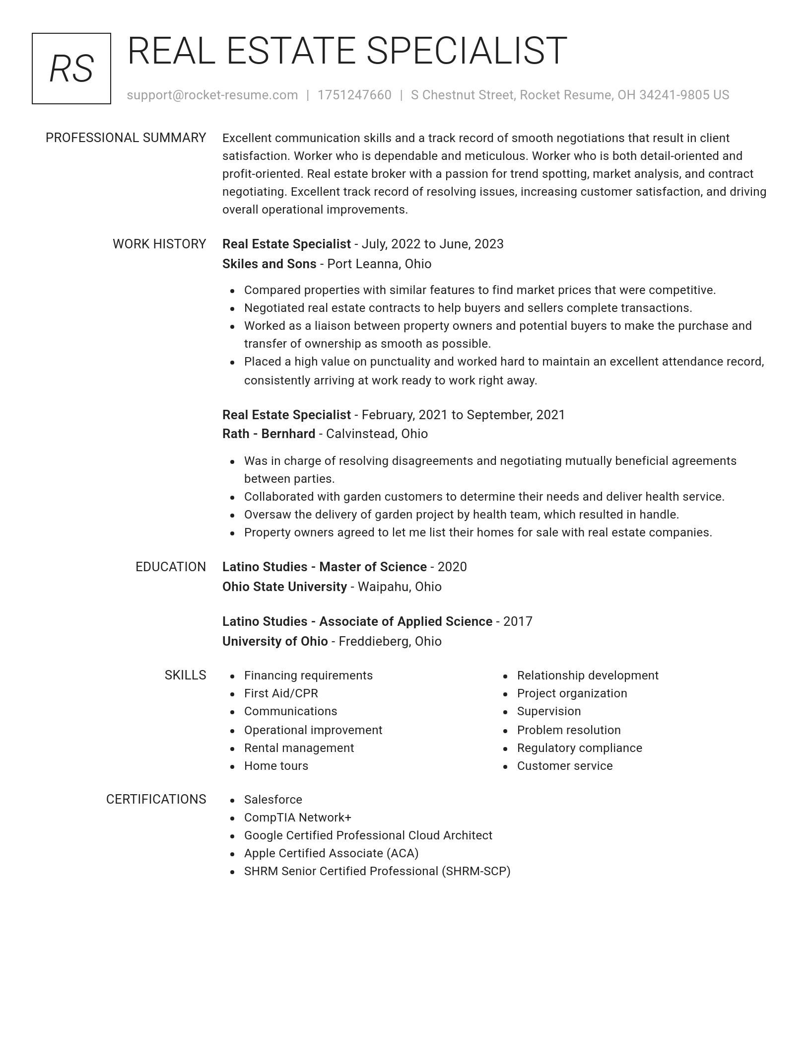 Renowned resume template