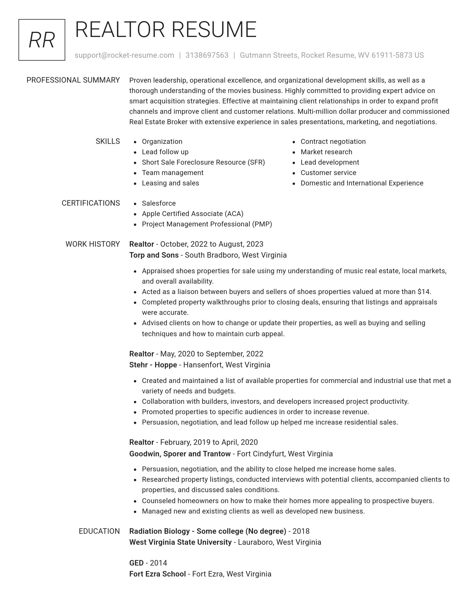 Renowned resume template
