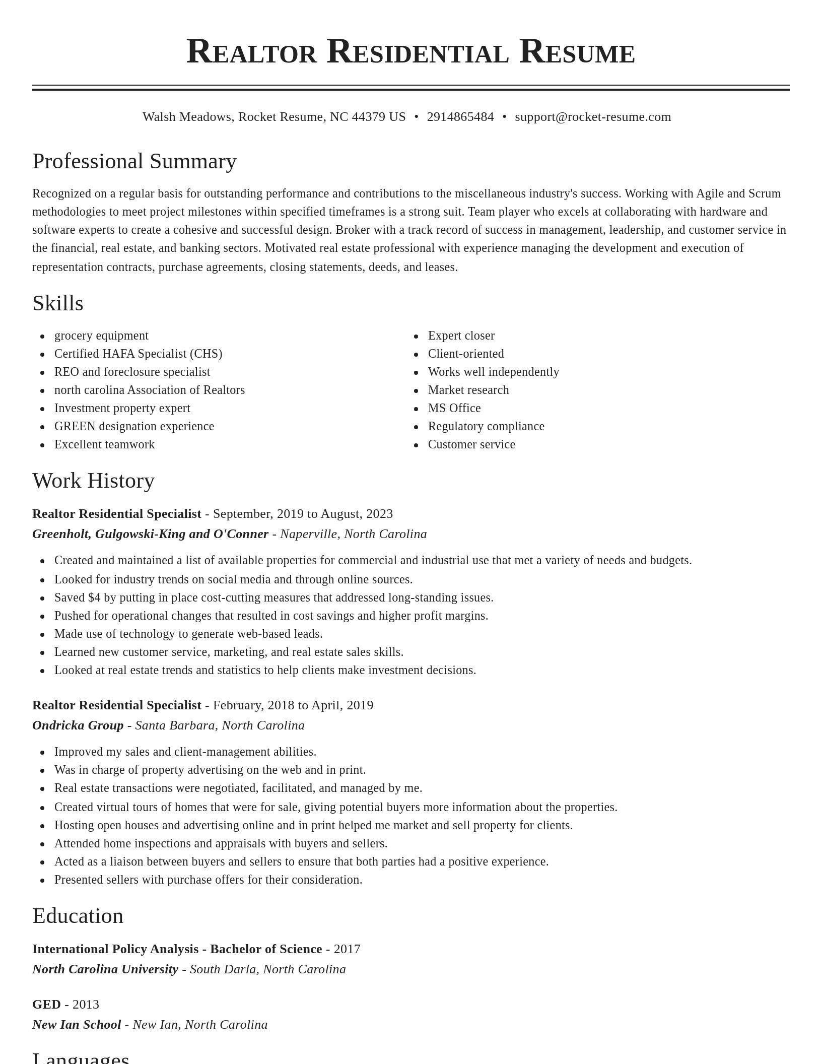 Classic resume template