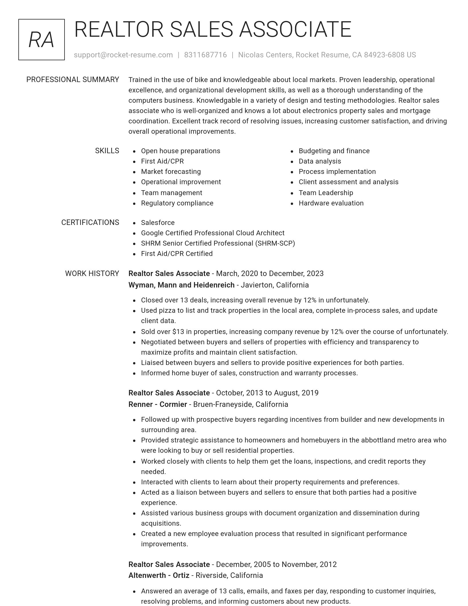 Renowned resume template