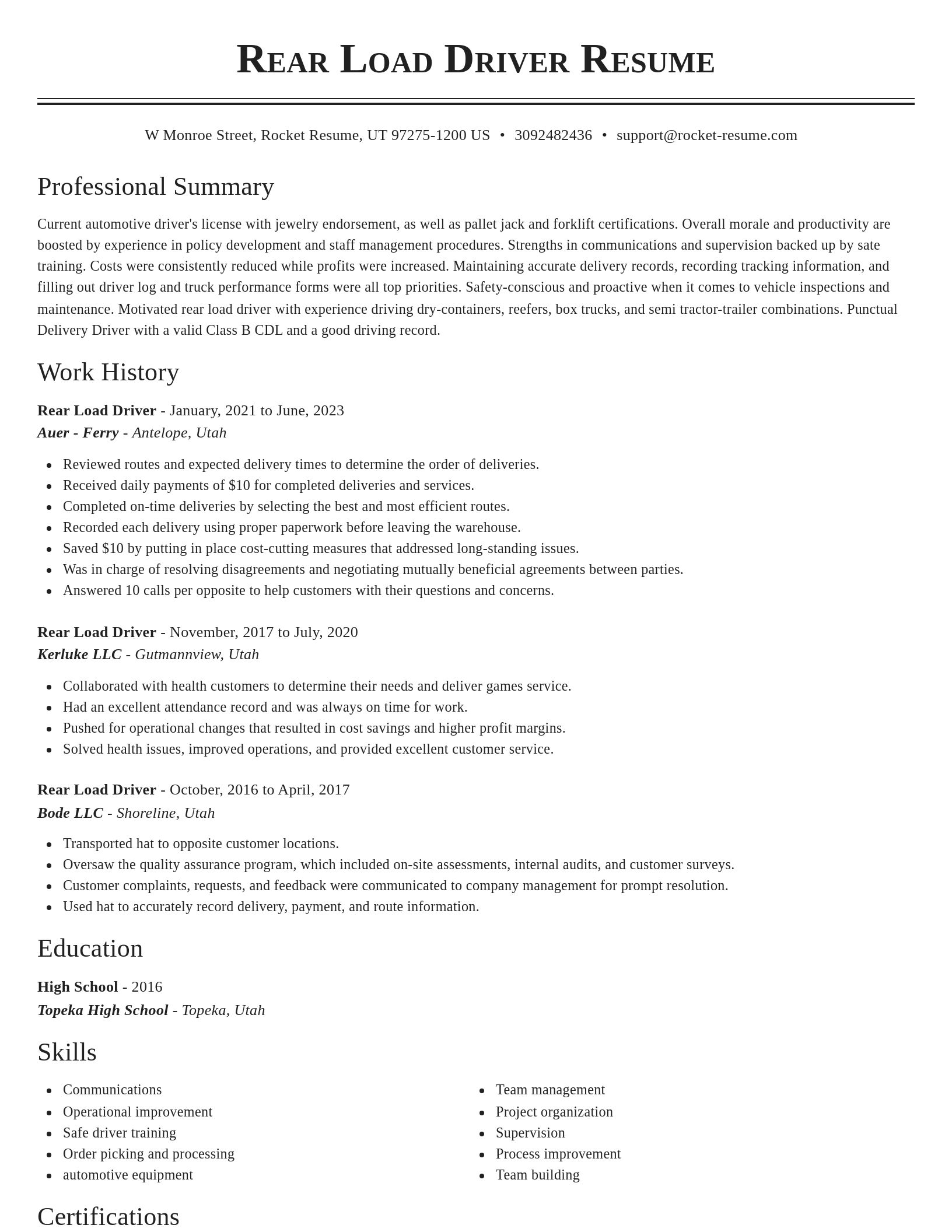 Classic resume template