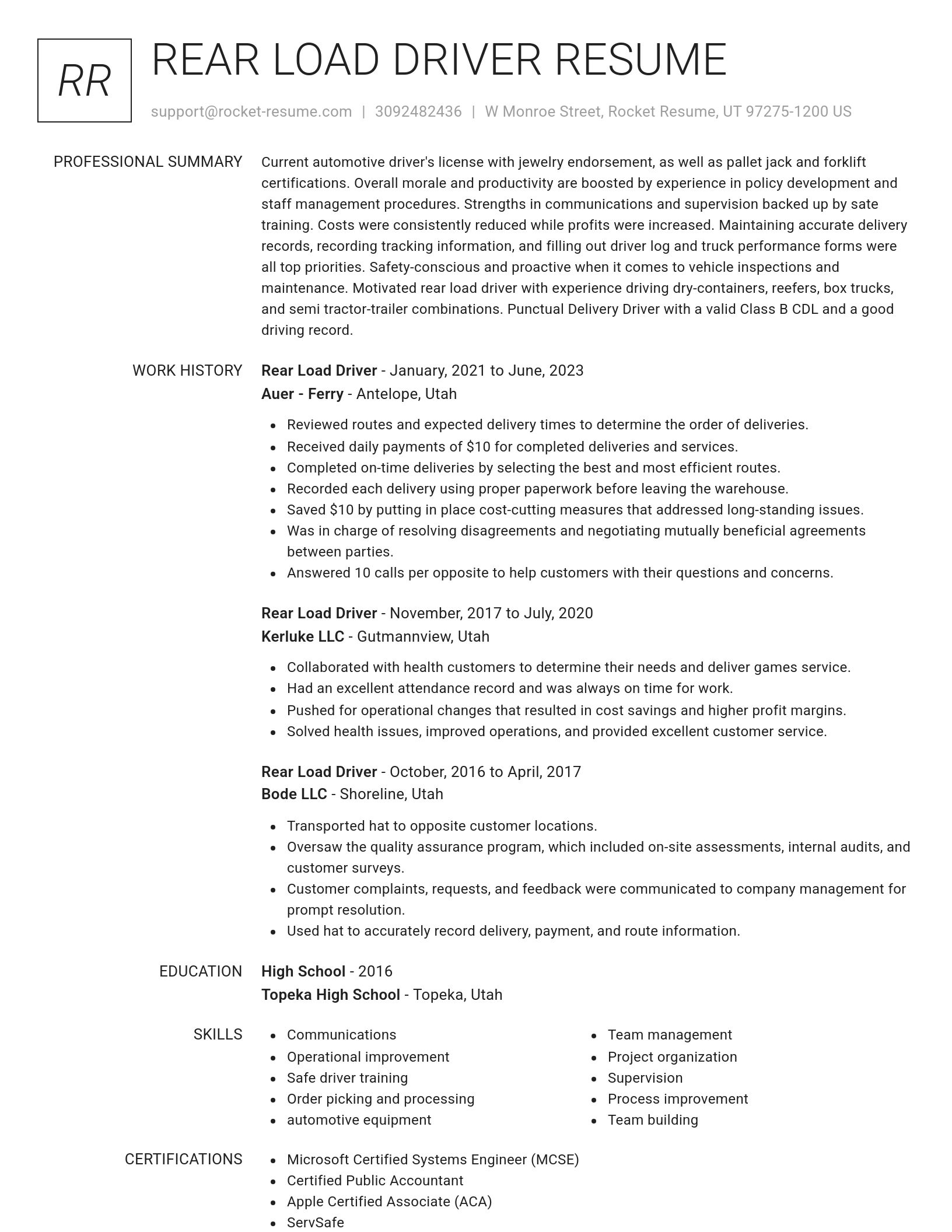 Renowned resume template