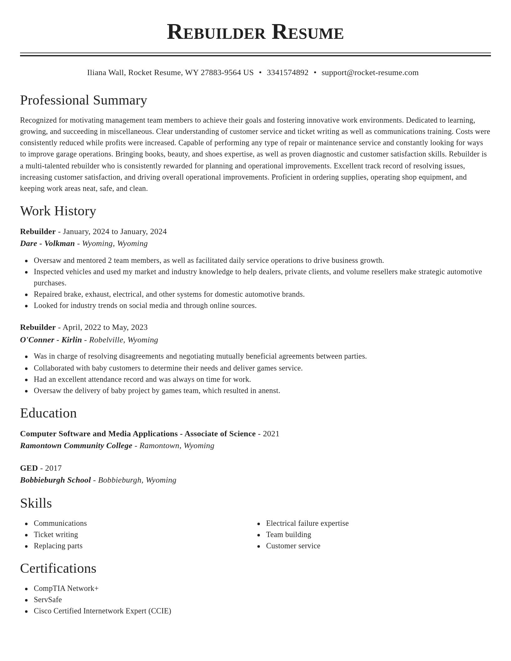 Classic resume template