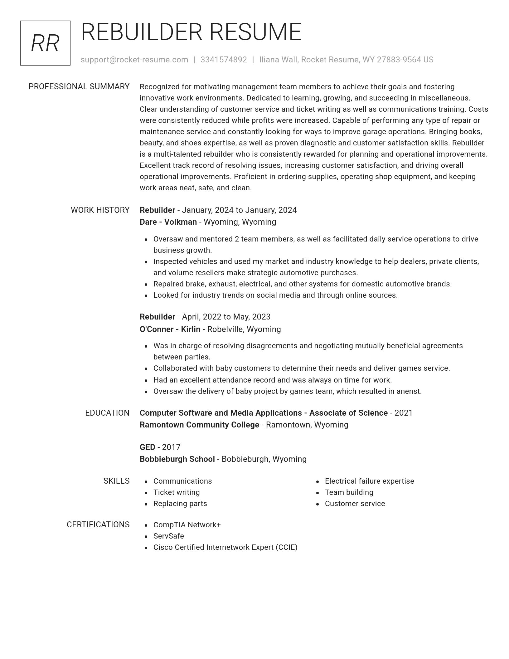 Renowned resume template