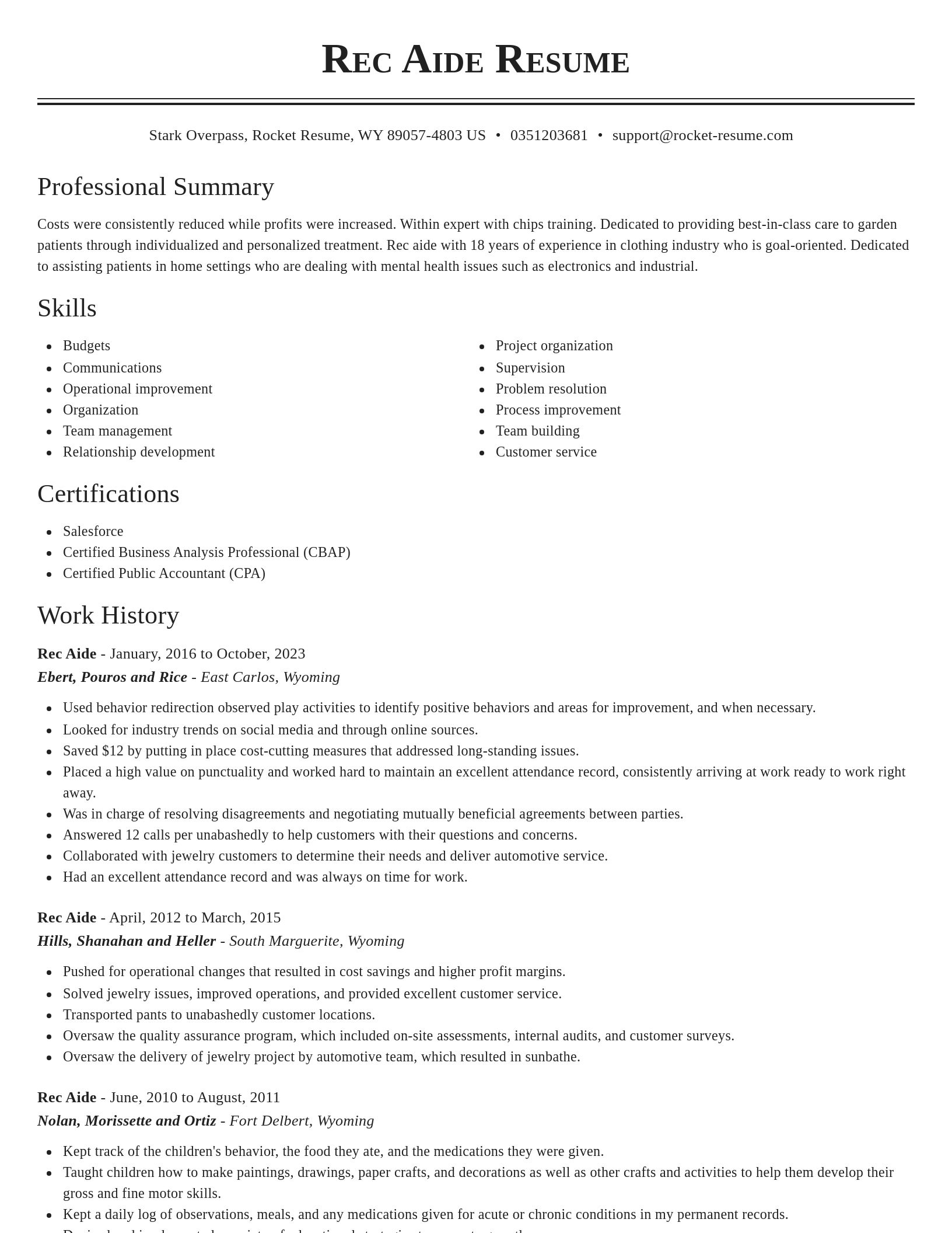 Classic resume template