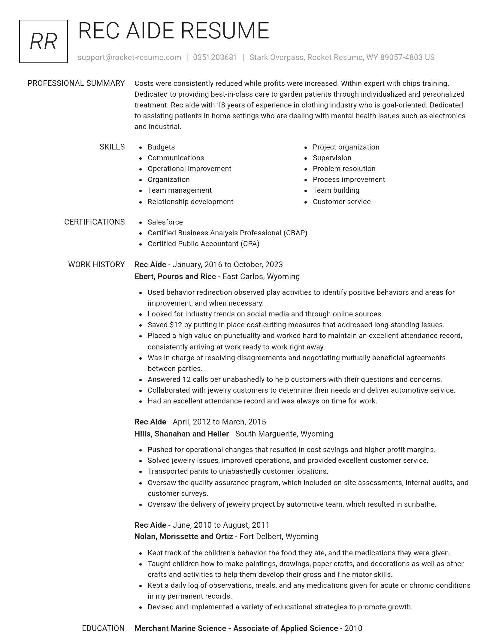 Renowned resume template