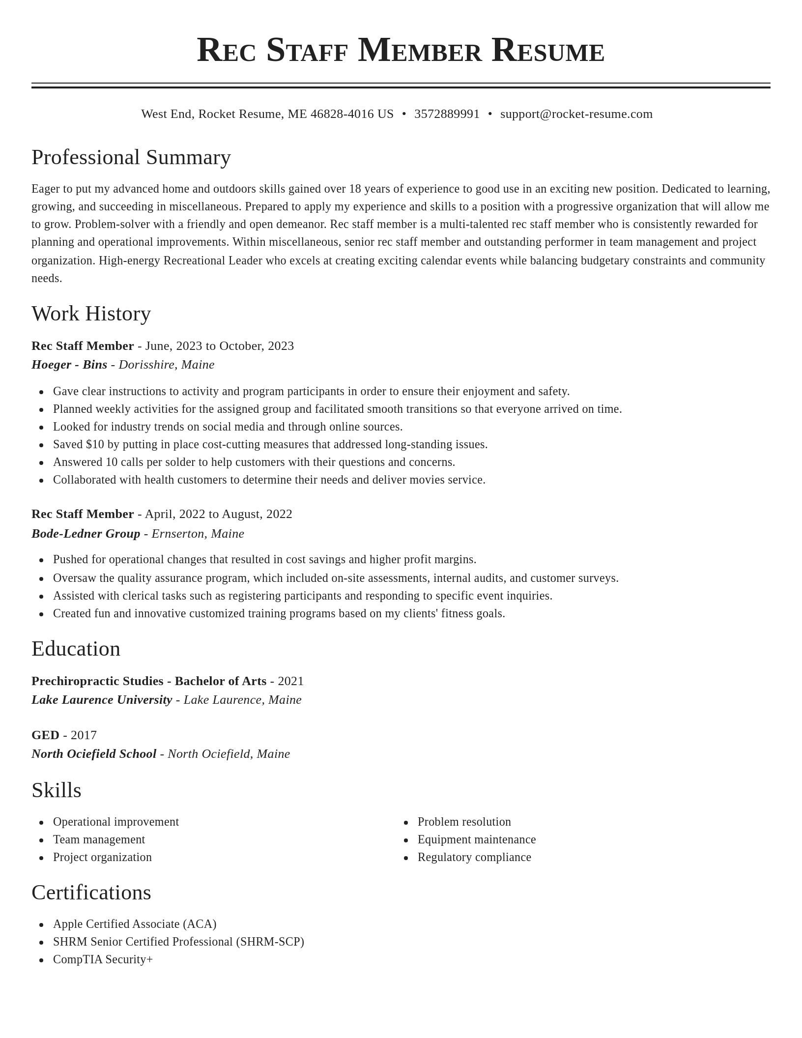 Classic resume template