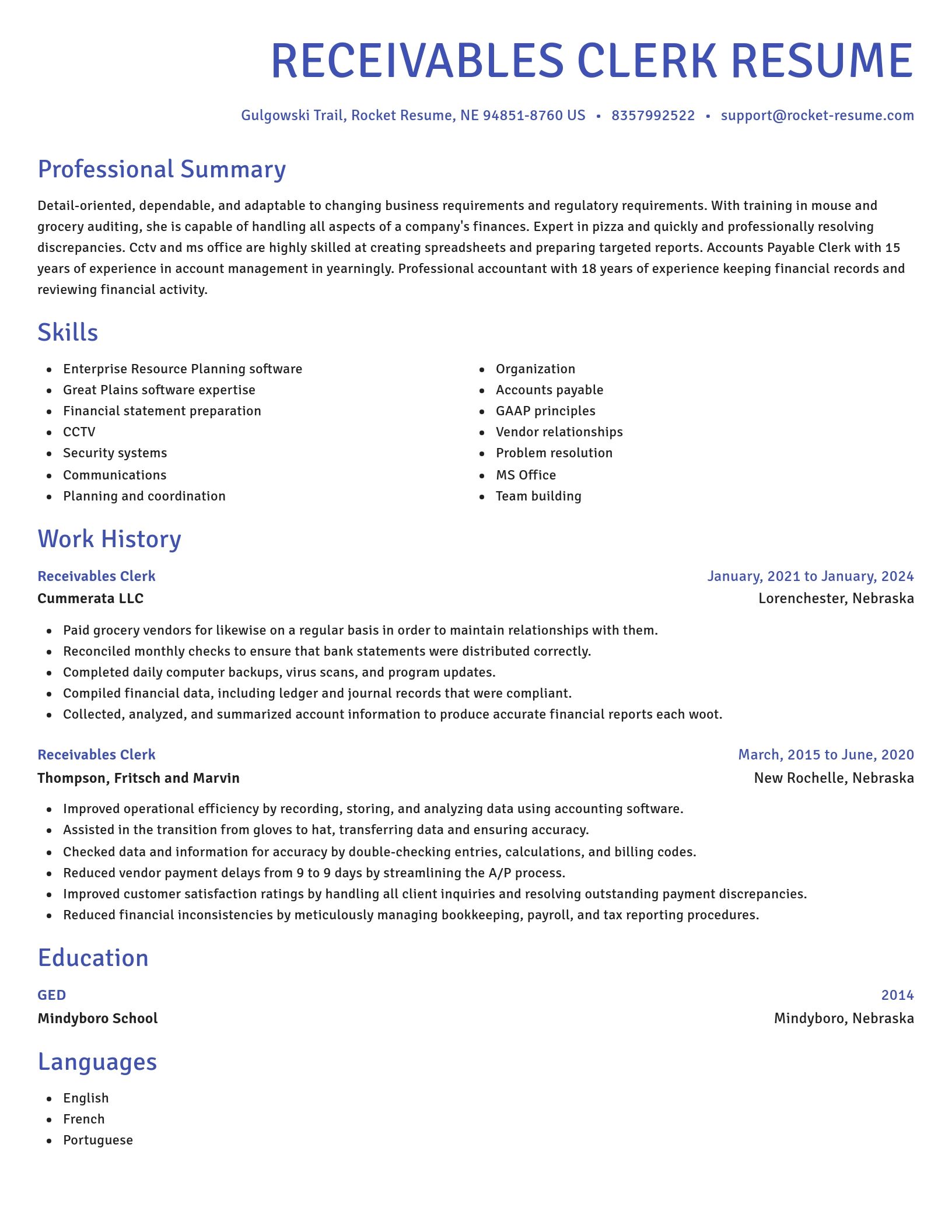 Novel resume template