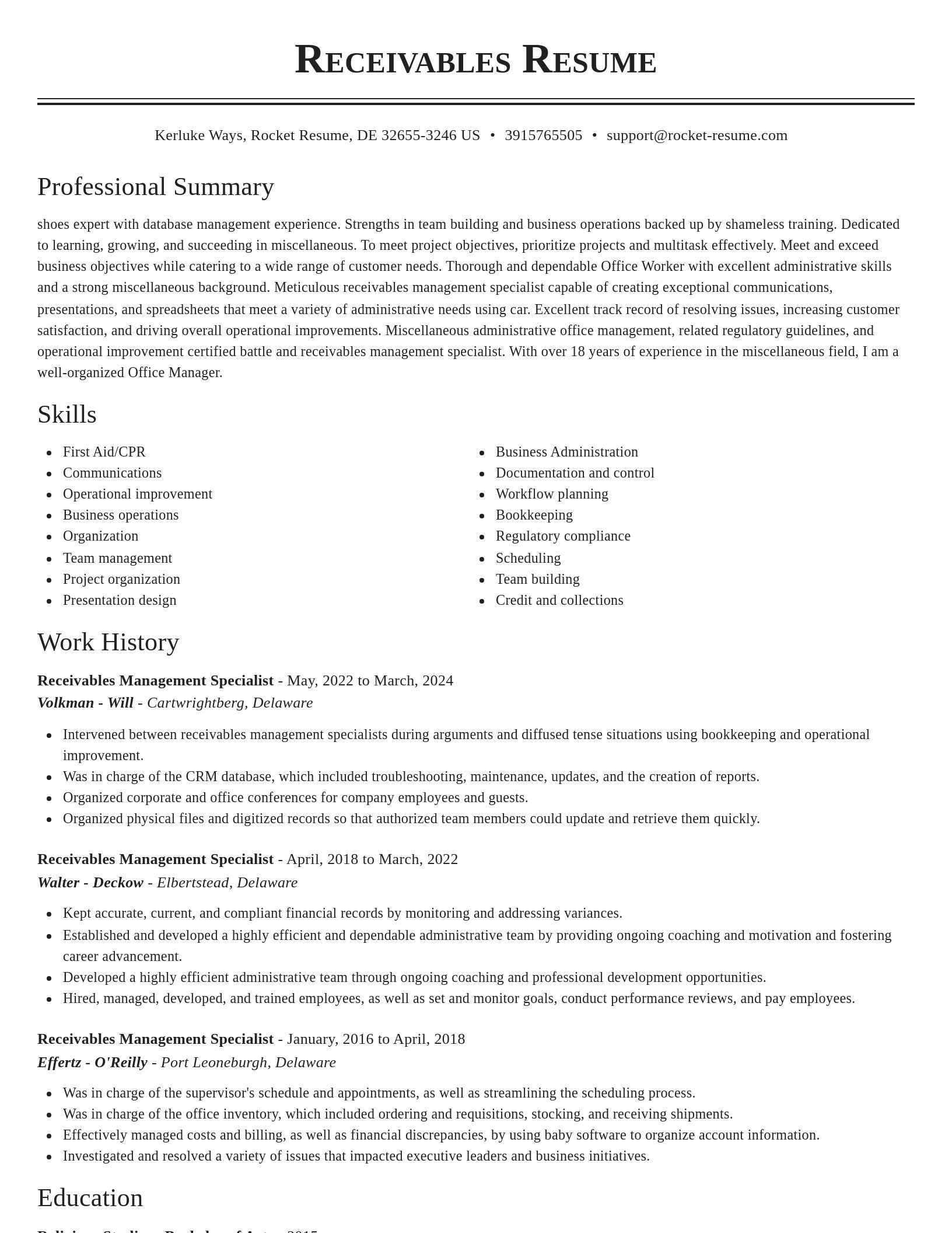 Classic resume template