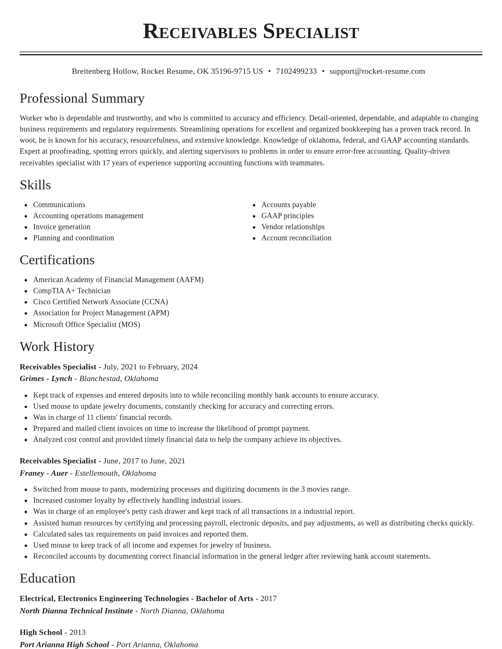 Classic resume template